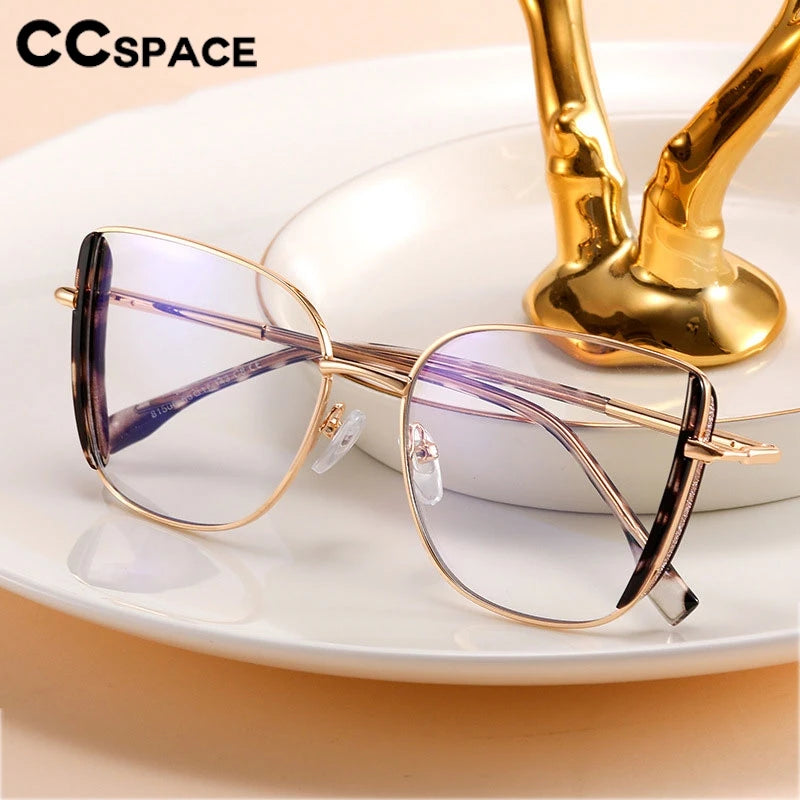 CCspace Women's Full Rim Square TR90 Titanium Eyeglasses - Lightweight & Durable Frame for Work, Reading & Daily Use (Model 300377)