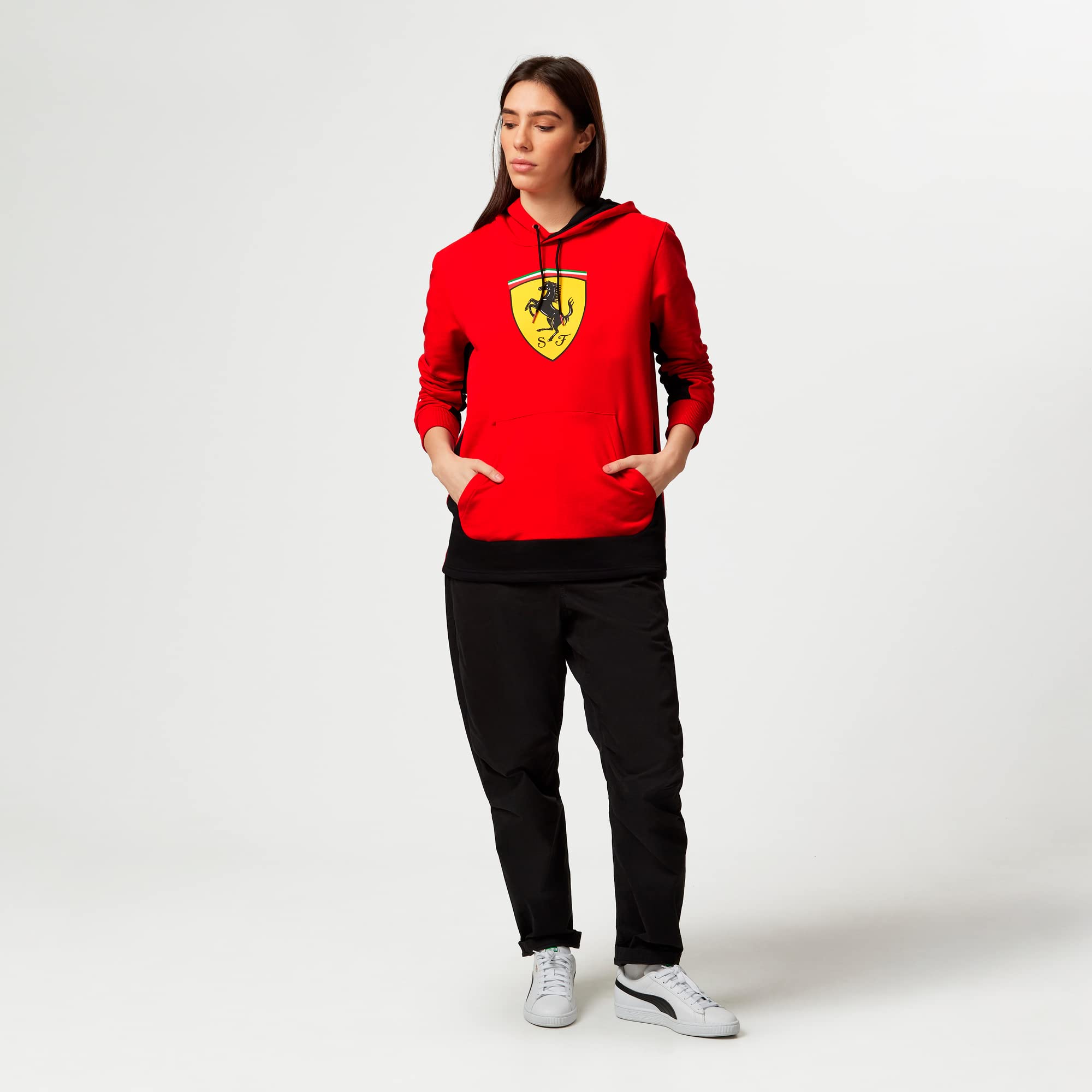 PUMA Scuderia Ferrari Shield Hoody for Men - Lightweight Fleece Pullover Hoodie with Logo - Perfect for Casual Wear, Gym & Sports Fans