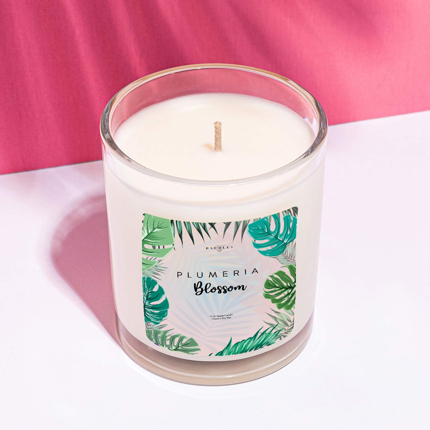 Plumeria Blossom Scented Premium Soy Candle with Surprise Jewelry Gift - 10oz Large Hand-Poured Candle, Parrafin-Free, Made in USA | Perfect for Home Decor, Relaxation & Gift Giving