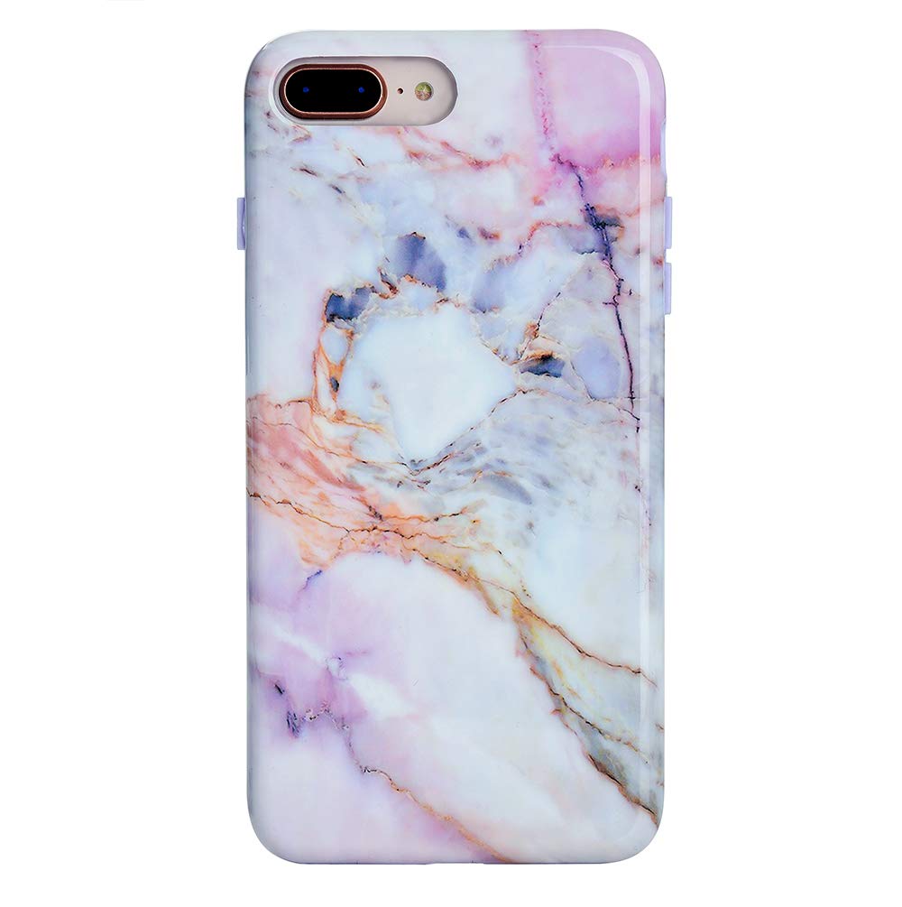 VELVET CAVIAR iPhone 8 Plus/7 Plus Case - Cute Protective Phone Cover for Women | Shockproof Slim Marble Design | Perfect for Work, Travel & Everyday Use (White Marble)