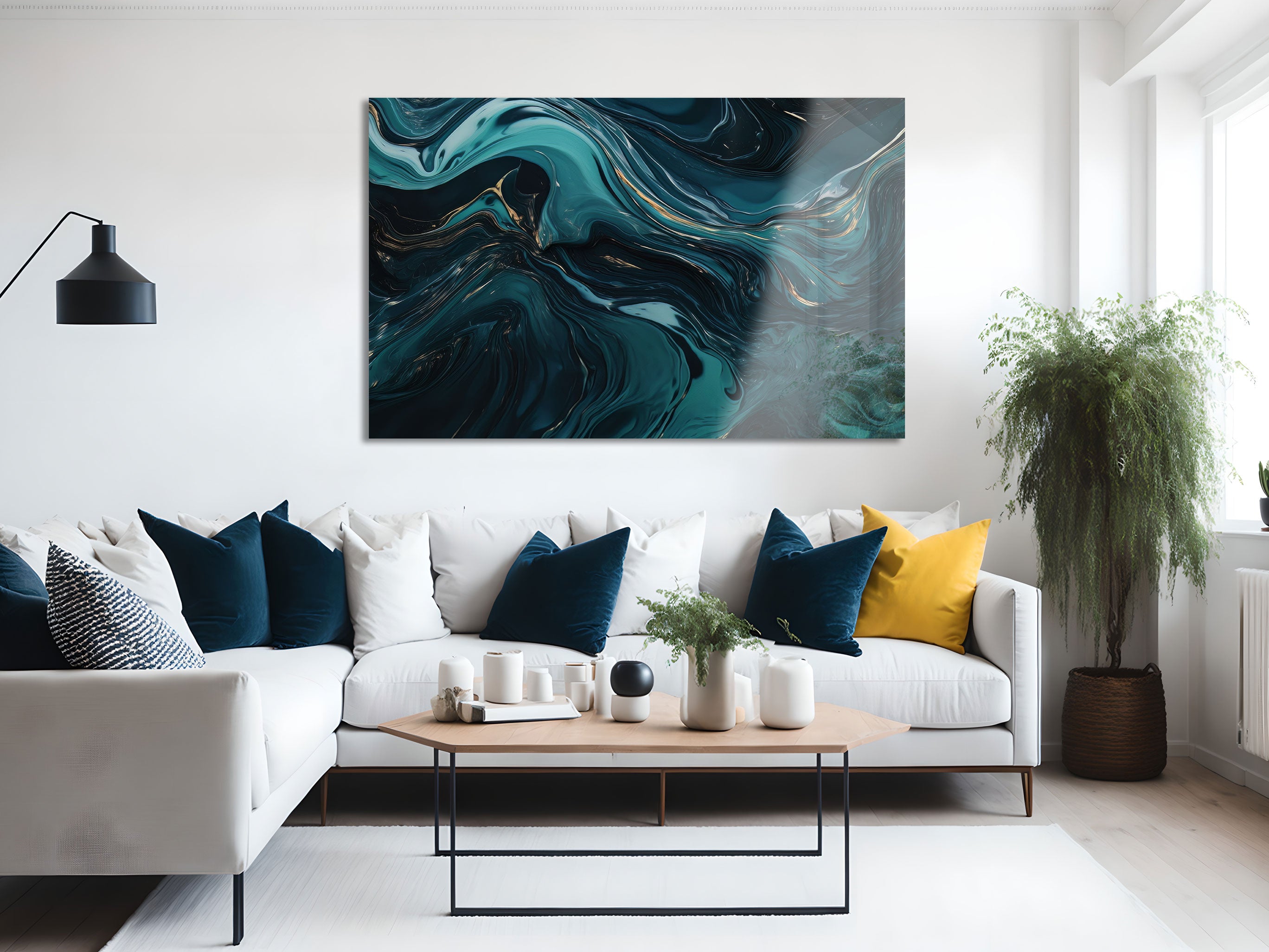 Abstract Wave Pattern Wall Art - Modern Ocean Themed Canvas Painting for Living Room & Bedroom Decor - Perfect for Coastal, Beach House, or Boho Style Home Decor