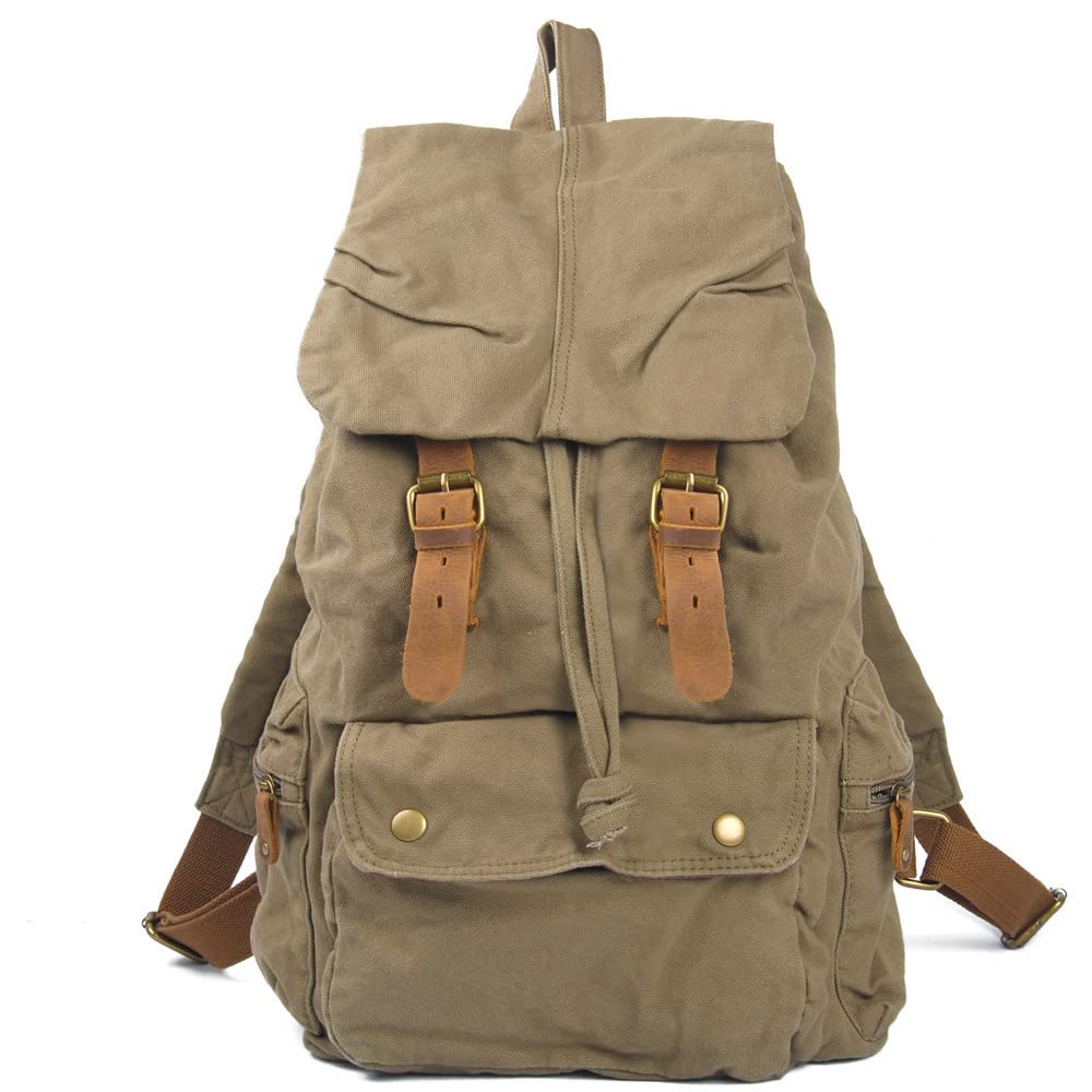 Eysee Canvas Backpack for Men - Durable Laptop Daypack with USB Charging Port, Water-Resistant Travel Bag for Work, School & Outdoor Hiking - Vintage Retro Style College Backpack (15.6 Inch)