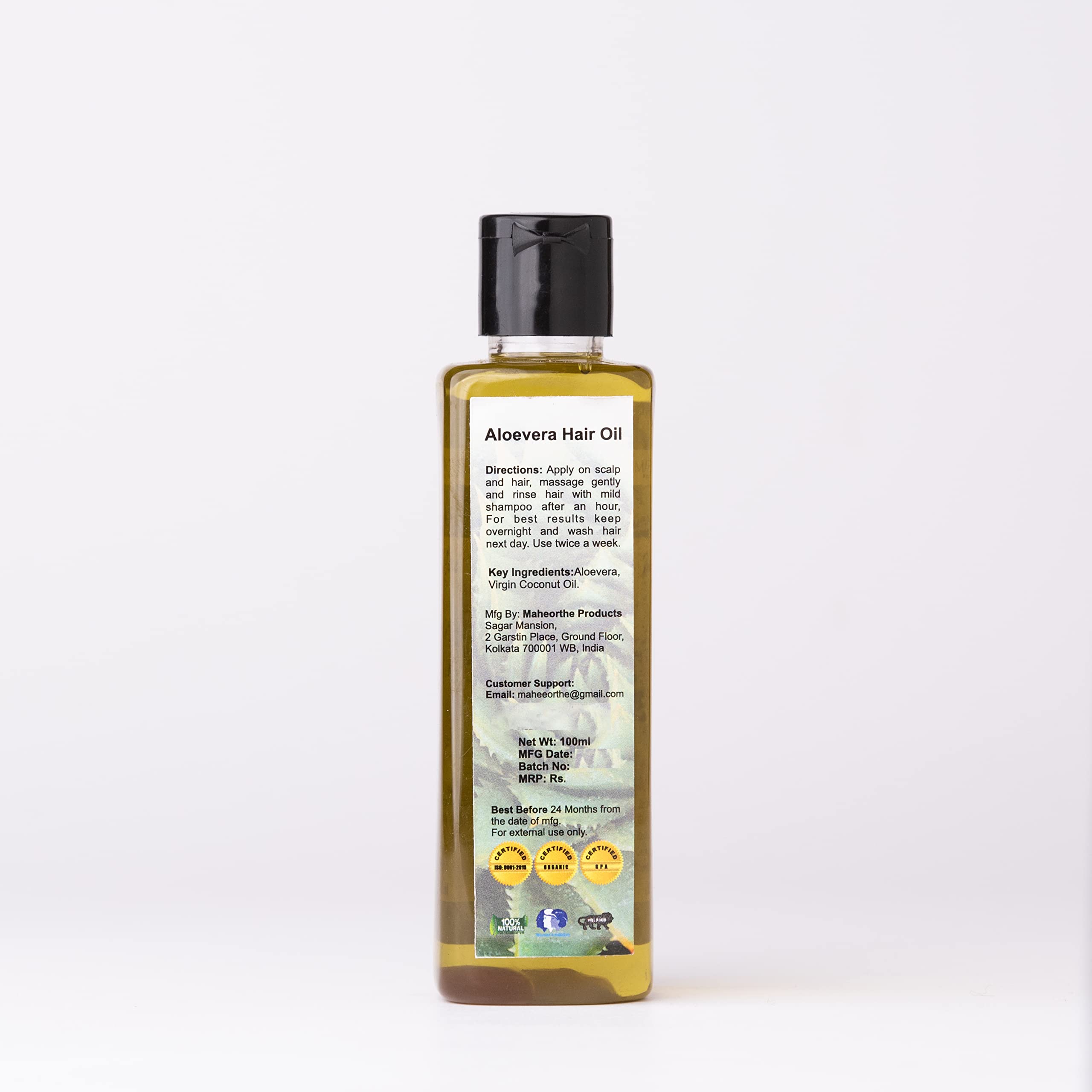 MaheOrthe Aloe Vera Hair Oil for Shiny, Long & Strong Hair - Reduces Dandruff & Promotes Growth | 100ml Natural Hair Treatment for Dry, Damaged Hair - Perfect for Daily Use & Scalp Care
