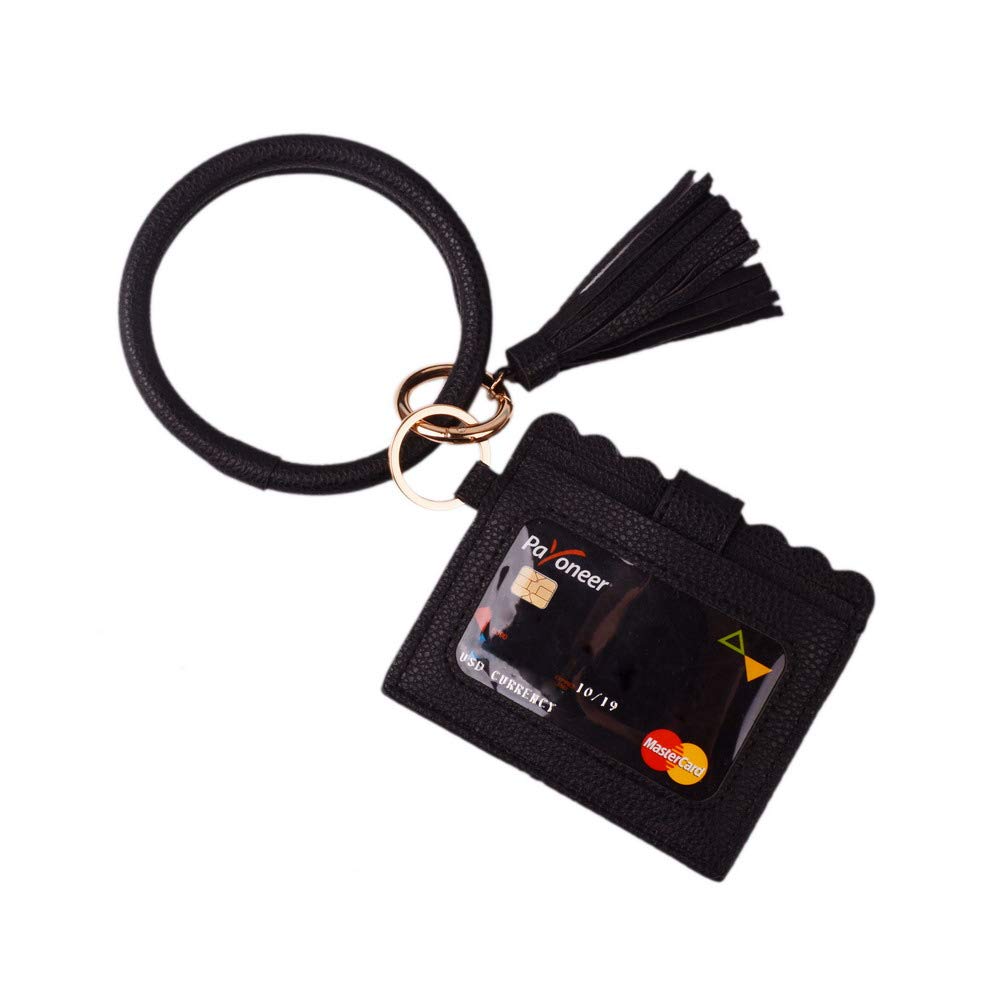 Lantintop Women's PU Leather Wristlet Wallet Keychain - Multifunctional Bangle Key Ring Card Holder with Matching Wristlet for Girls & Women | Perfect for Daily Use, Travel, and Gift Giving