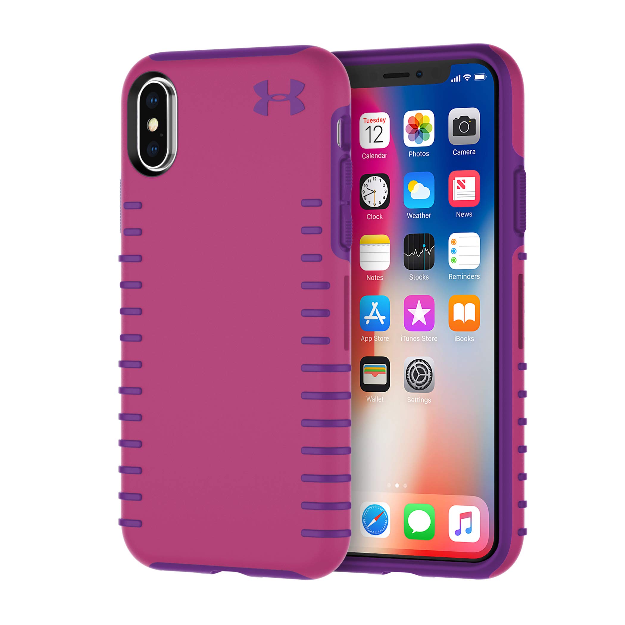 Under Armour UA Protect Grip Case for iPhone Xs & iPhone X - Tropic Pink/Purple Rave | Shockproof & Anti-Slip Phone Cover | Perfect for Outdoor Sports & Gym Workouts