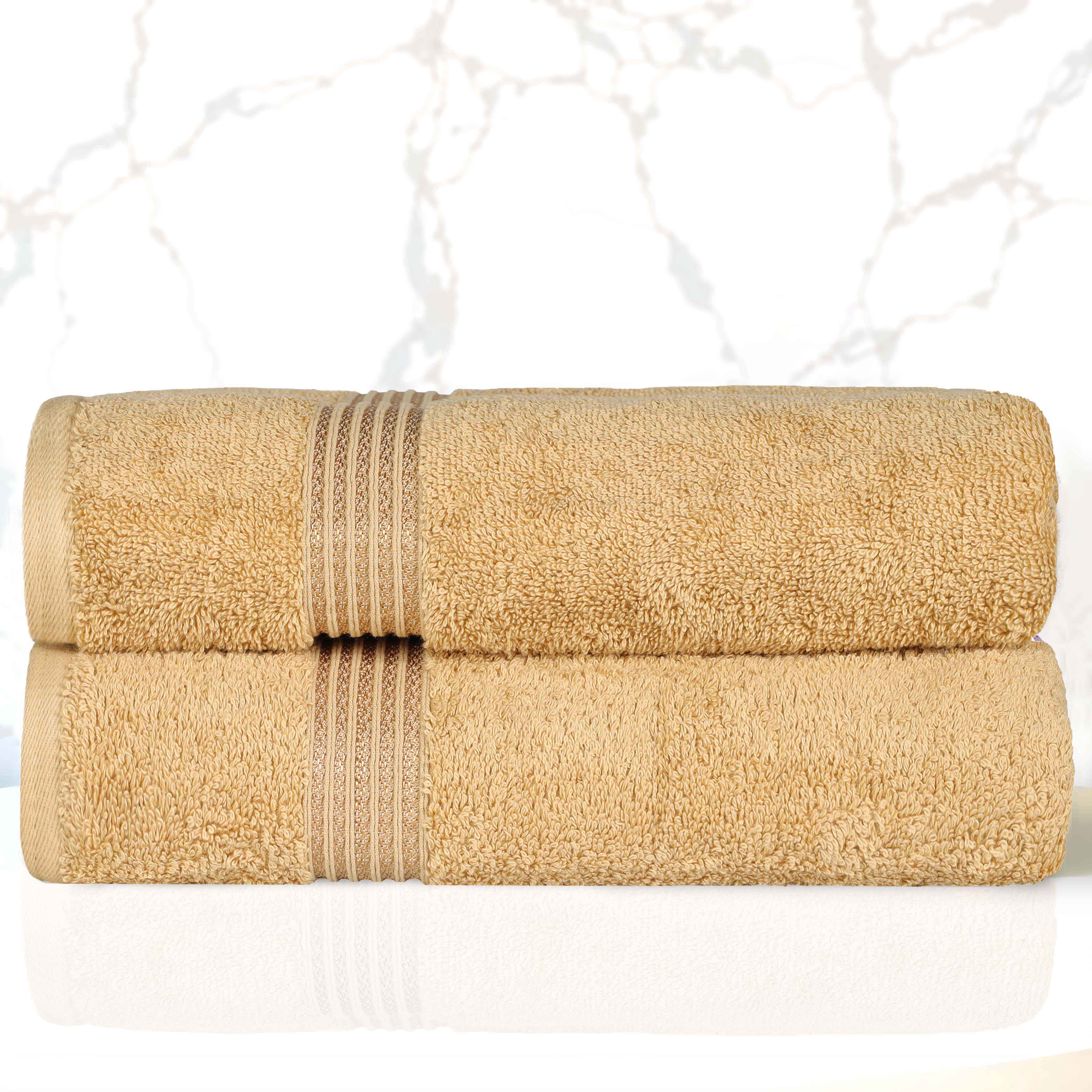 Premium Egyptian Cotton Bath Towels Set of 2 - Ultra Soft & Highly Absorbent - Luxury Bath & Spa, Beach, Gym Essentials for Home & Travel