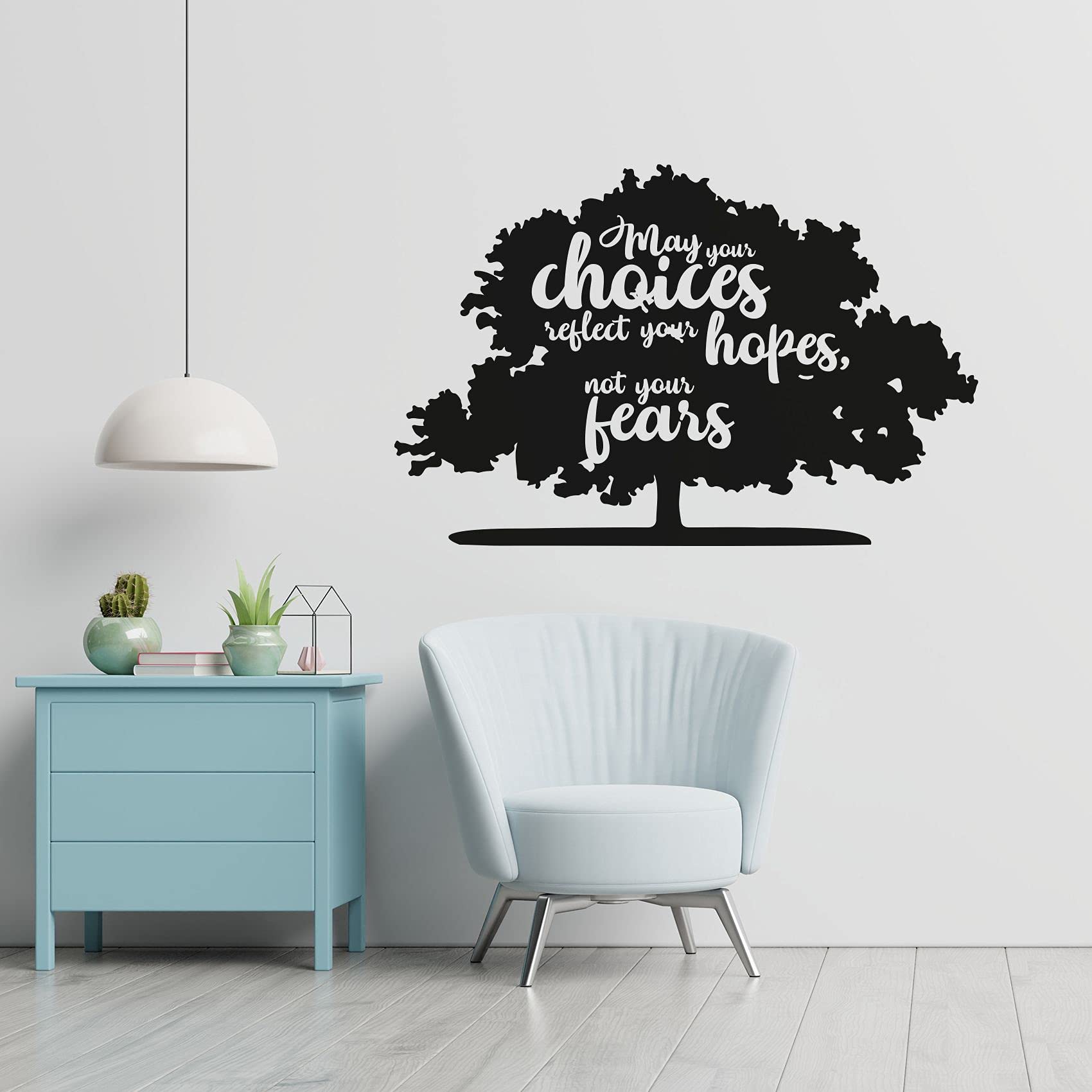 Inspirational Tree Silhouette Wall Decal - 'May Your Choices Reflect Your Hopes' Quote Vinyl Sticker (22x30 Inch) for Nursery, Kids Room & Home Decor - Perfect for Bedroom, Playroom and Classroom Wall Art