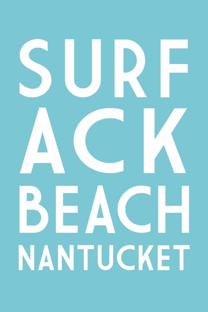 Nantucket Massachusetts Surf ACK Beach Travel Poster - 36x54 Giclee Gallery Print Wall Art Decor for Coastal Living Room, Beach House & Office