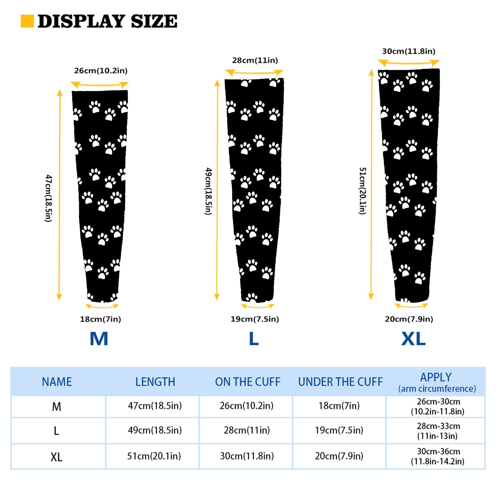 Cooling Arm Sleeves with Puppy Paws Print - UV Protection Sun Sleeves for Men & Women - Breathable Athletic Arm Covers for Running, Cycling, Golf & Outdoor Sports (1 Pair)