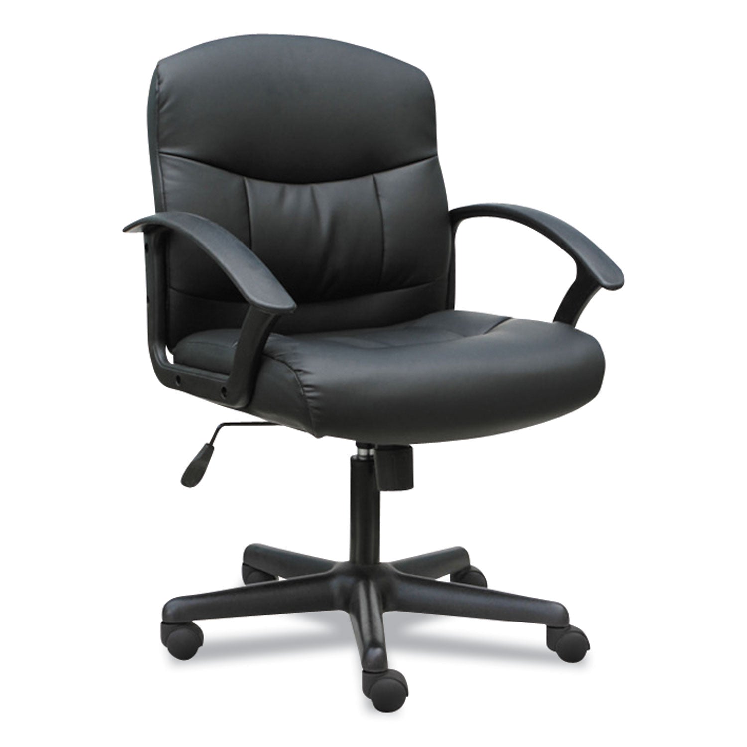 3 OH THREE MID BACK EXECUTIVE LEATHER CHAIR - 250 LB Weight Capacity - Black Seat, Back & Base - Ergonomic Office Chair for Home & Business Workspaces