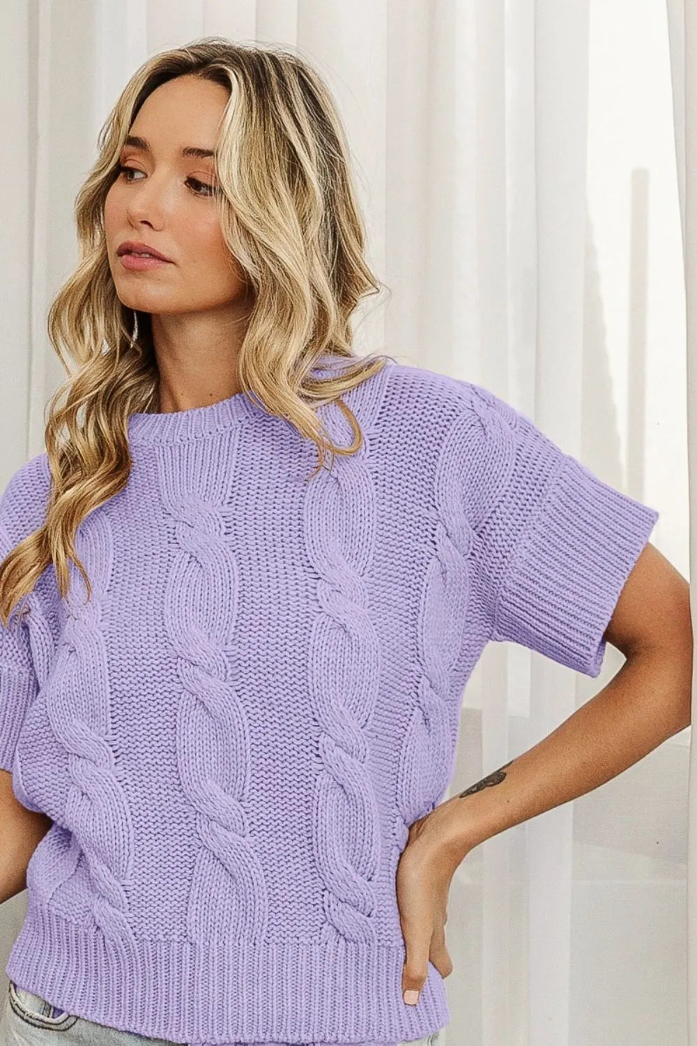 BiBi Cable Knit Textured Sweater Top for Women | Cozy Winter Pullover | Perfect for Casual Outfits, Office Wear & Holiday Gatherings