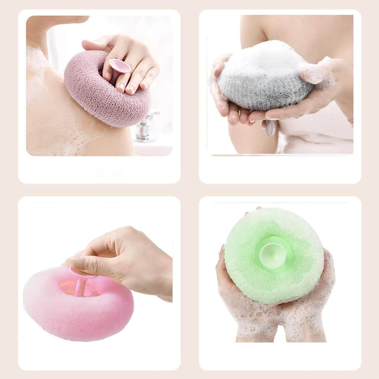 Super Soft Exfoliating Bath Sponge Brush with Suction Cup - Gentle Massage & Skin Cleansing for Women & Men (2-Pack, Multicolor) - Perfect for Shower, Bath & Body Scrub