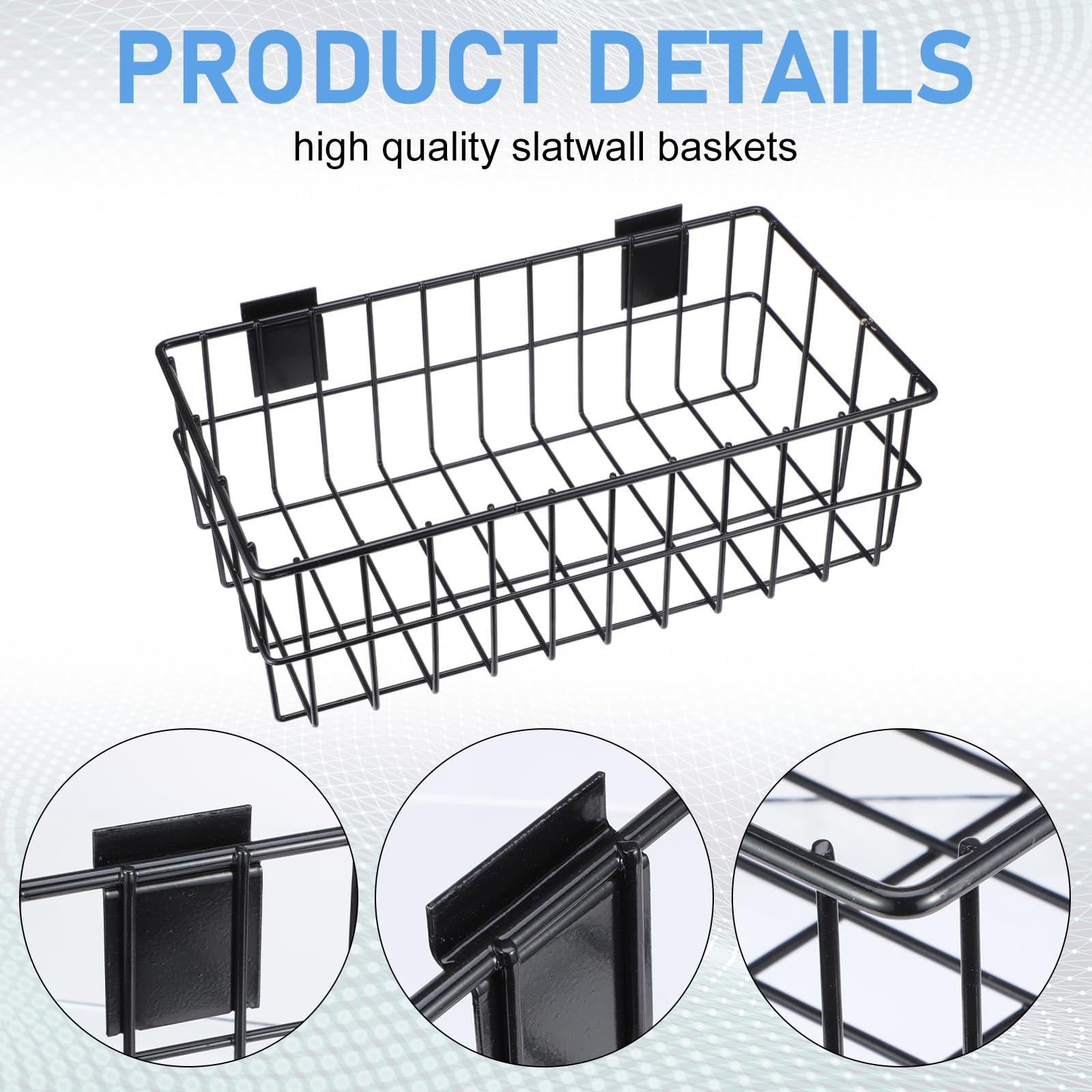 Hicarer 8-Piece Slatwall Basket Set - 4 Sizes Metal Ventilated Hanging Baskets for Home & Retail Organization - Perfect for Pantry Storage, Wall Display, and Retail Merchandising