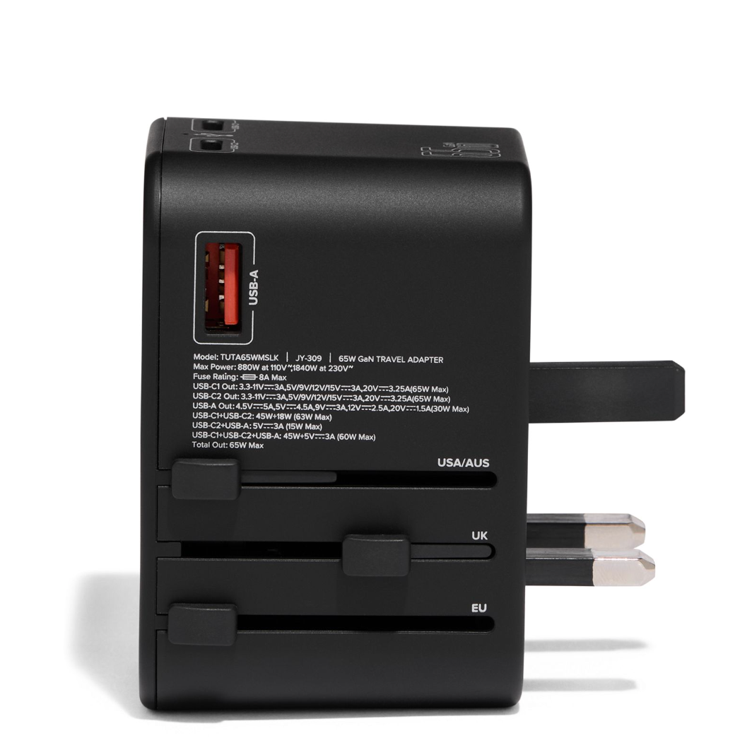 Tumi 65W Universal Power Adapter - Fast Charging for Laptops, Phones & Tablets - Perfect for Travel, Office & Home Use