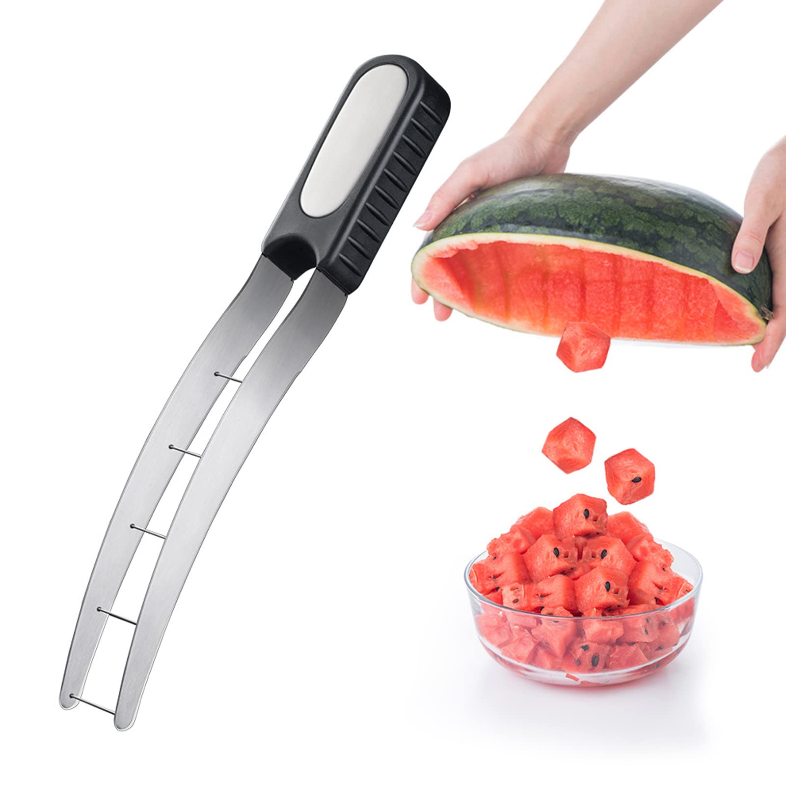 Stainless Steel Watermelon Cube Cutter - Fruit Slicer & Dicer for Watermelon, Melon, Pineapple - Kitchen Gadget for Fruit Salad & Snack Prep - Perfect for BBQs, Picnics & Healthy Eating