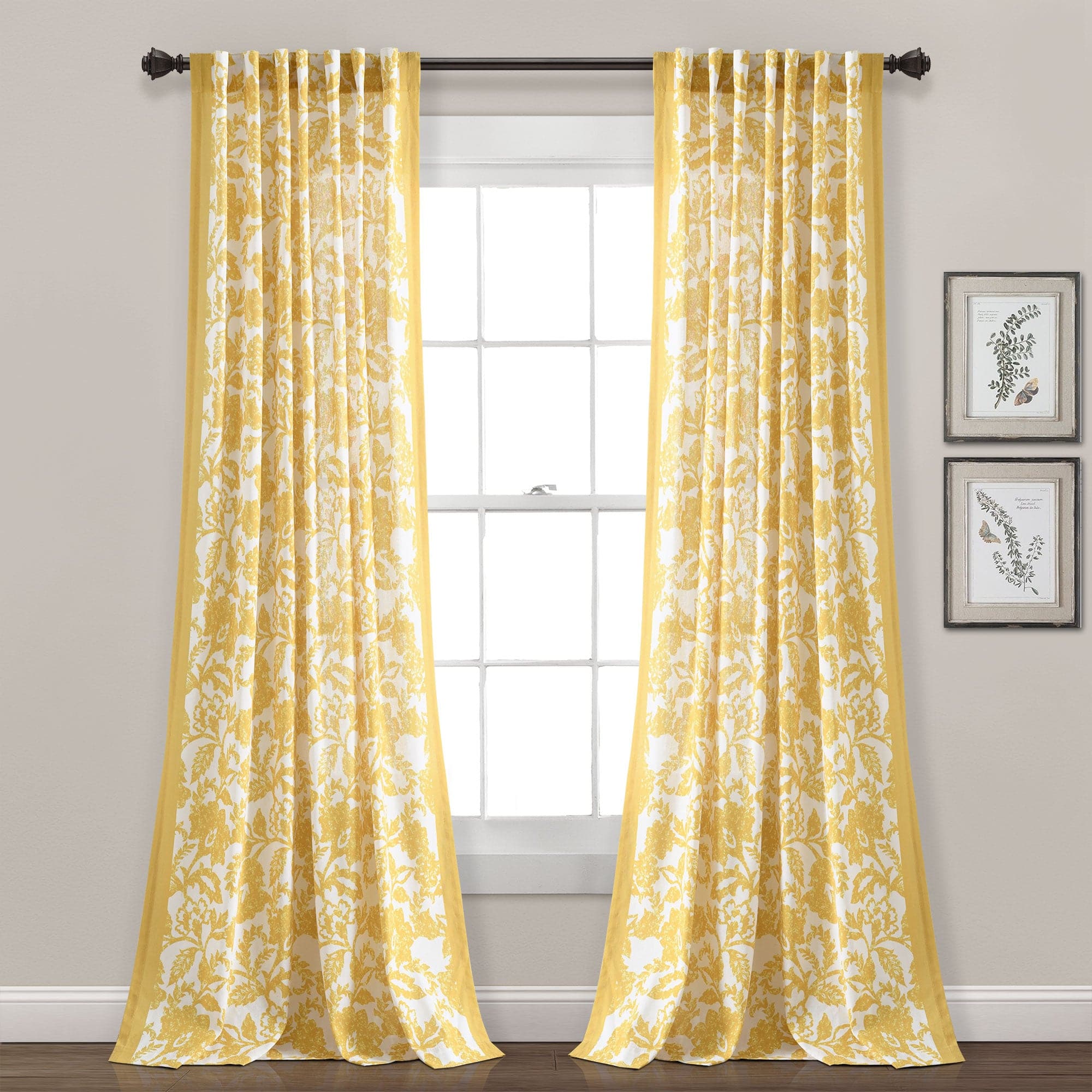 Emma Textured Jacobean Window Curtain Panel - Elegant Home Decor for Living Room, Bedroom & Dining Room - Blackout Thermal Insulated Drapes for Privacy & Light Control