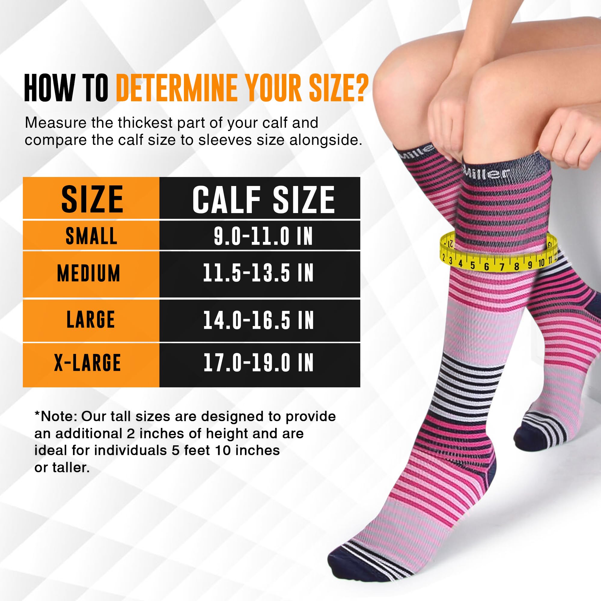 Doc Miller Compression Socks for Women & Men - 15-20mmHg Medical Grade Knee High Support Socks - Ideal for Running, Nursing, Travel, Pregnancy & Varicose Veins Relief - Perfect for Athletes, Nurses & Frequent Flyers (1 Pair)