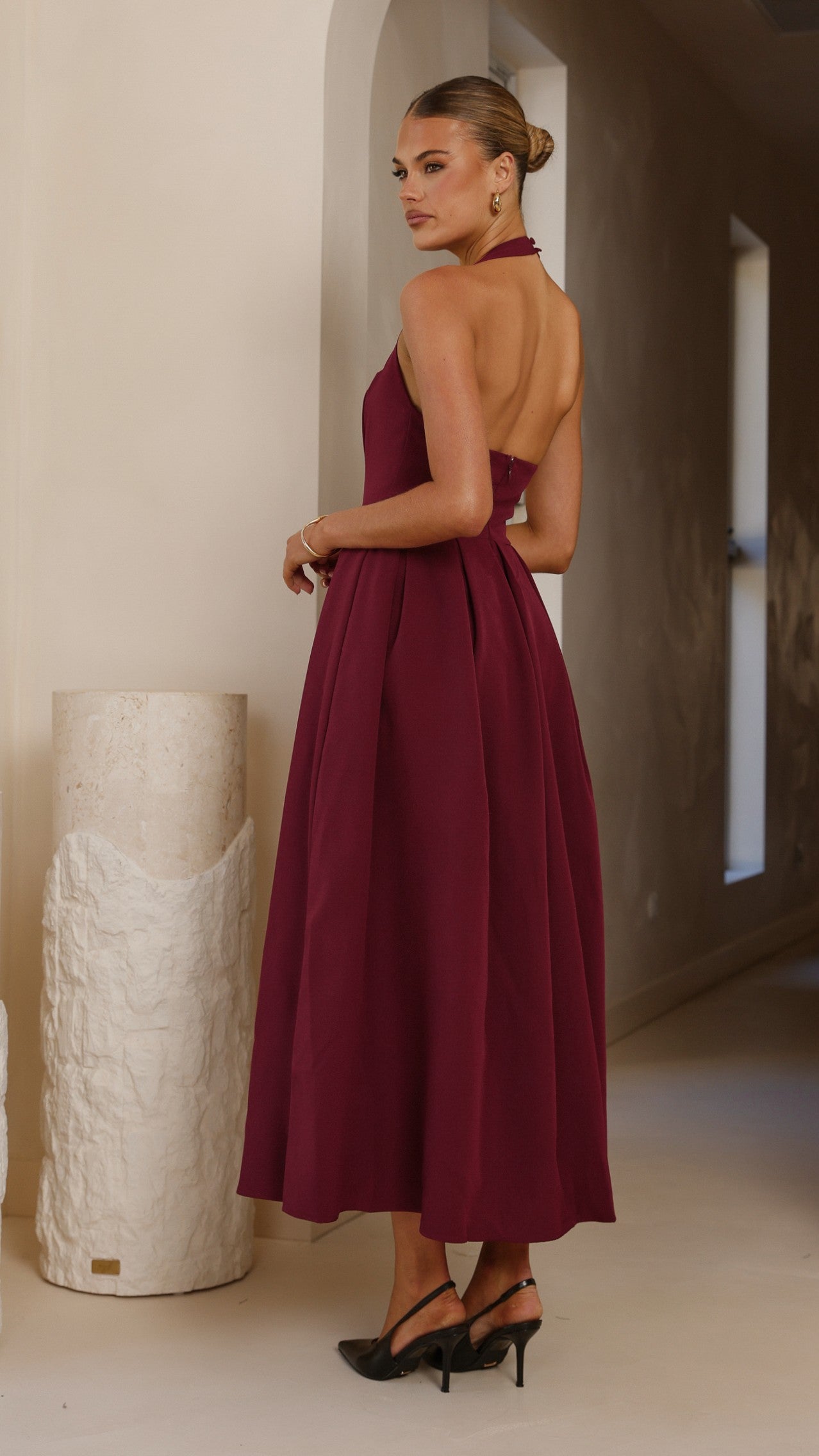 Elegant Kristen Maxi Dress in Wine Red - Perfect for Weddings, Parties & Evening Events | Flowy Long Dress for Women