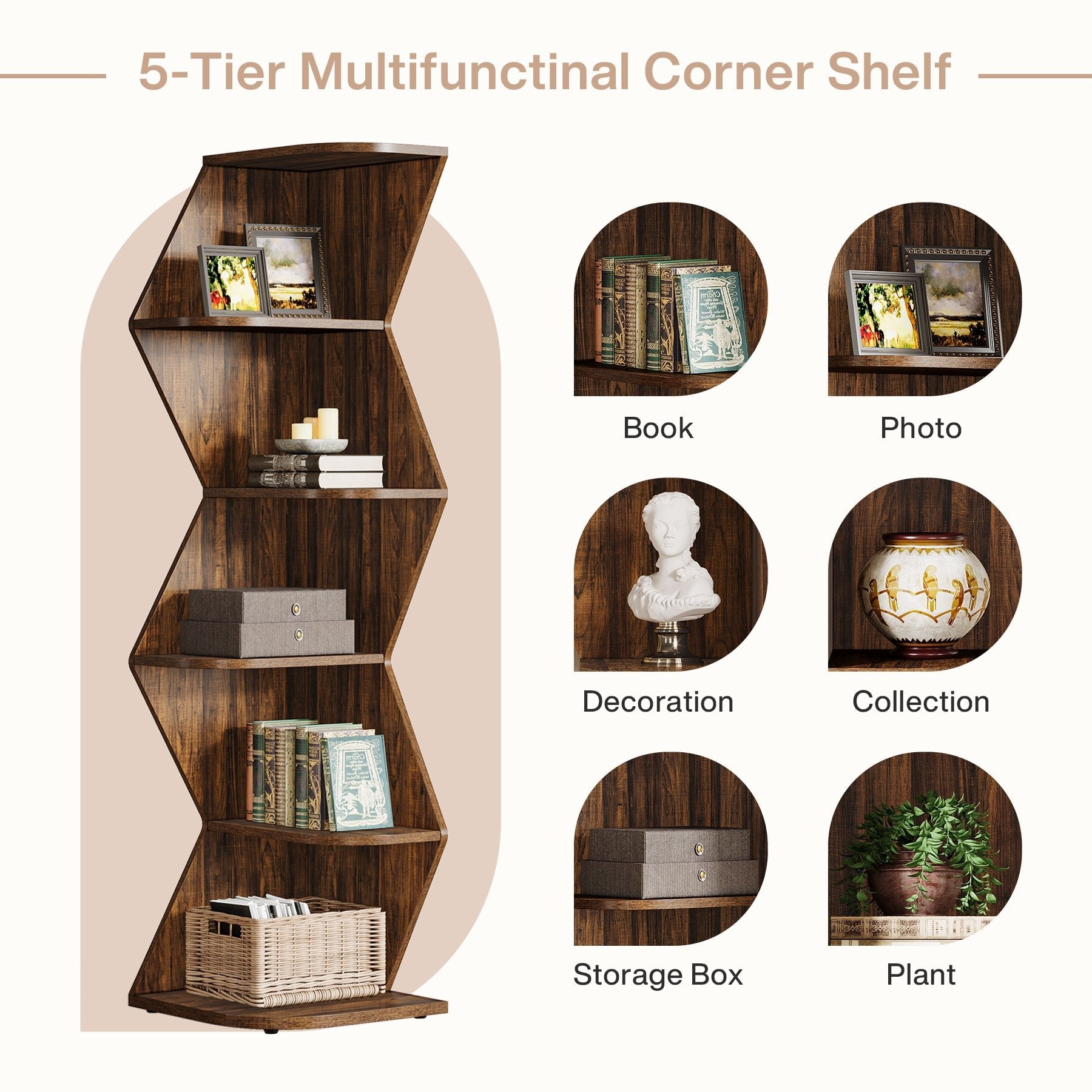 5 Tier Corner Shelf, 71.5