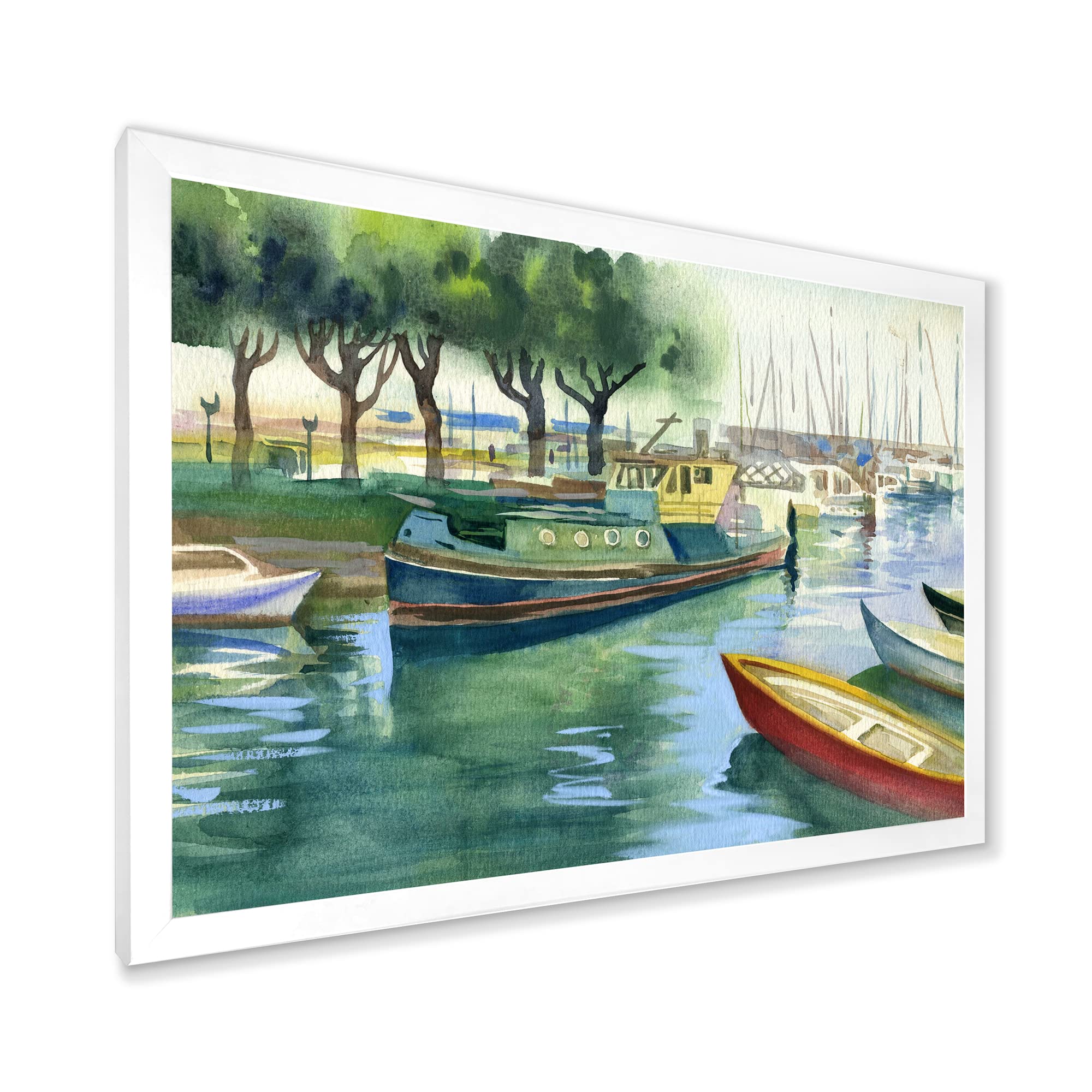 DesignQ Green Spring Traditional Framed Boat Wall Art - Perfect for Living Room, Bedroom & Office Decor