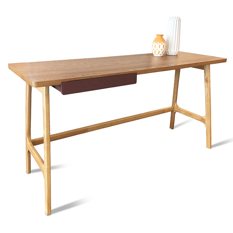 Ergonomic Study Desk with Natural Wood Finish - Perfect for Home Office, Student Dorm & Small Space Workspaces