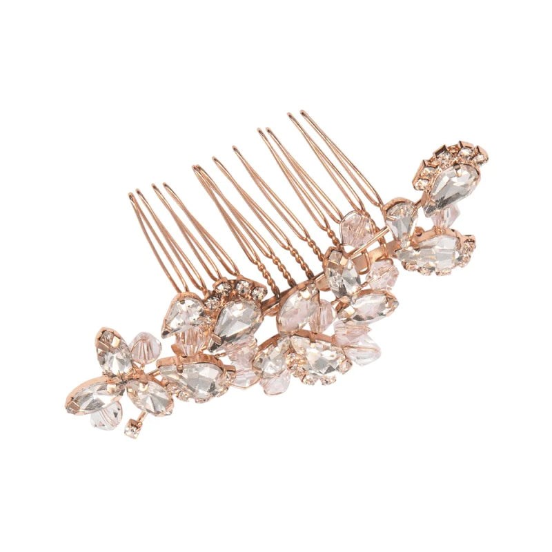 Rose Gold Bridal Hair Comb with Swarovski Crystals - Wedding Hair Accessory for Brides, Prom, Formal Events & Special Occasions