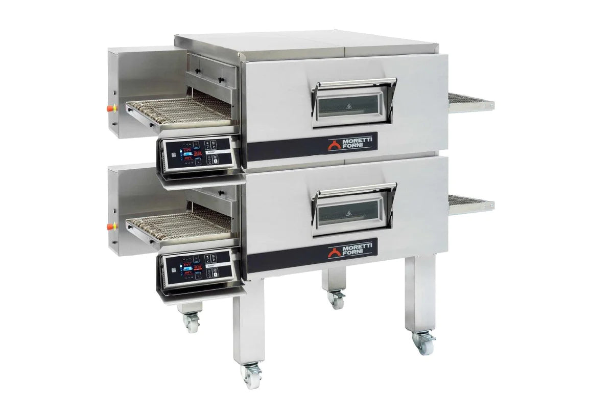 AMPTO TT98E2 Electric Conveyor Pizza Oven - 44'' x 32'' x 3'' Chamber, 2 Deck Commercial Pizza Maker - Perfect for Pizzerias, Restaurants & Catering Businesses