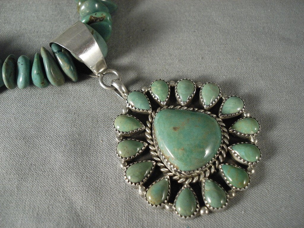 Vintage Navajo Green Turquoise Native American Silver Necklace Handmade Jewelry for Women - Perfect for Boho Fashion, Festivals & Gift Giving