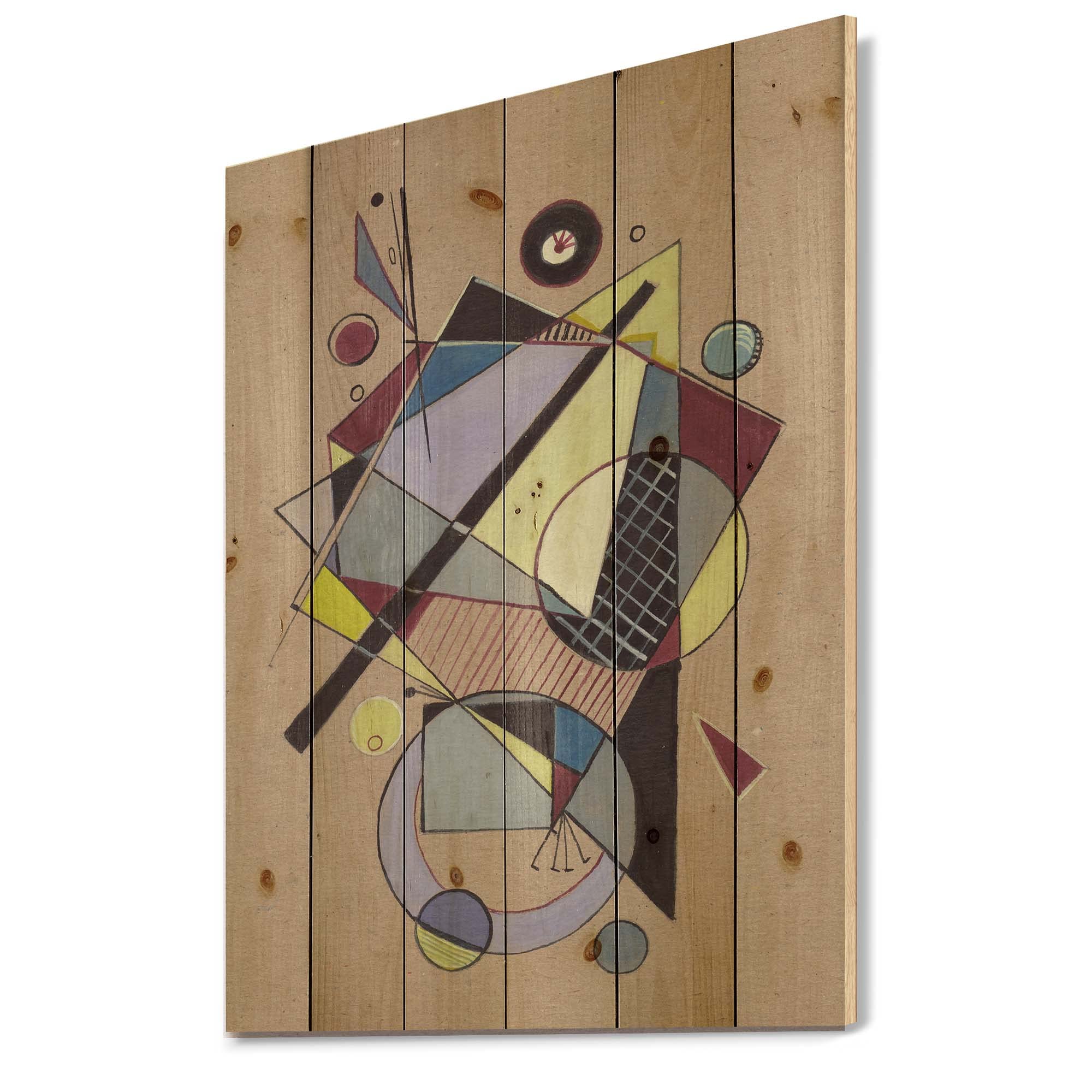 DesignQ Purple Geometric Abstract Wood Wall Art - Modern Contemporary Large Pine Wood Wall Decor Panels for Living Room, Bedroom & Office Decor