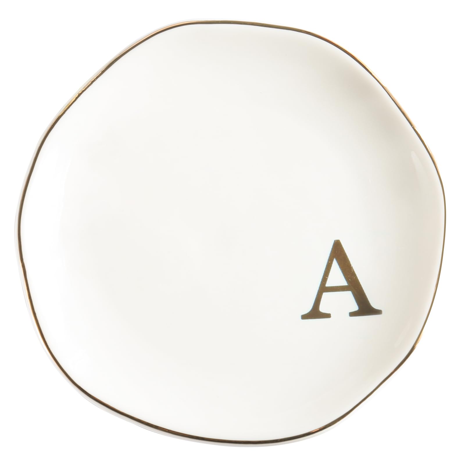 Personalized Ceramic Jewelry Tray with Monogram - Elegant Ring Dish for Engagement, Wedding, Birthday & Mother's Day Gifts - White Ceramic Jewelry Organizer (4.75
