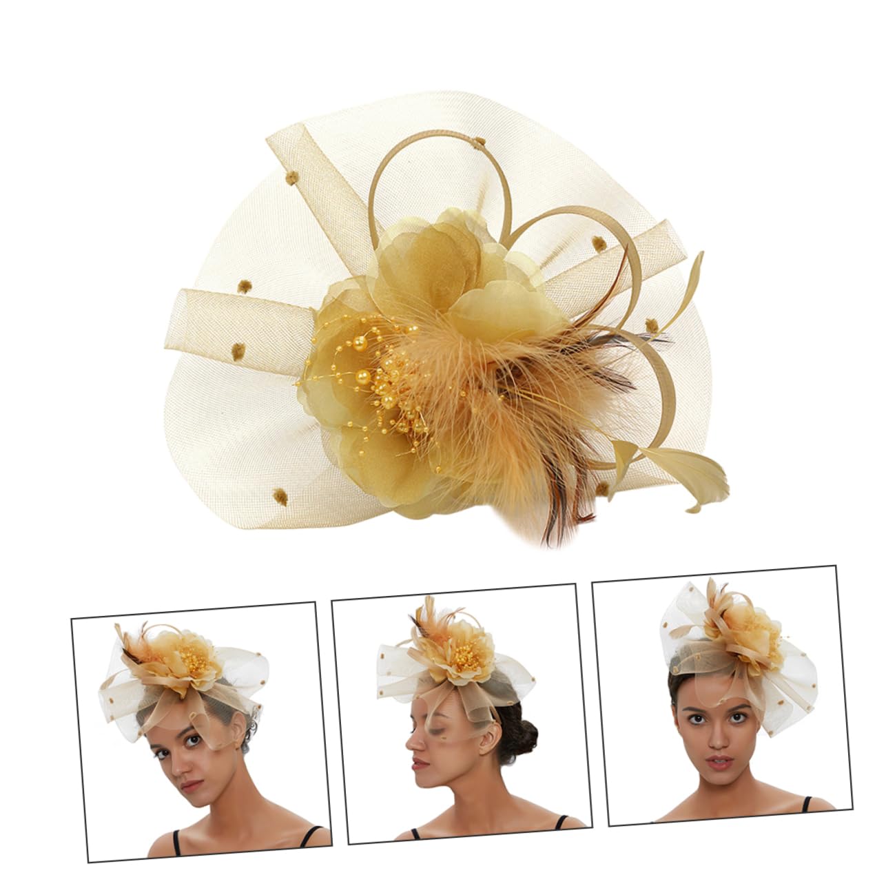 1PC Elegant Mesh Bridal Headband for Wedding Guest - Floral Yarn Hair Accessory for Women - Perfect for Weddings, Parties, and Special Occasions