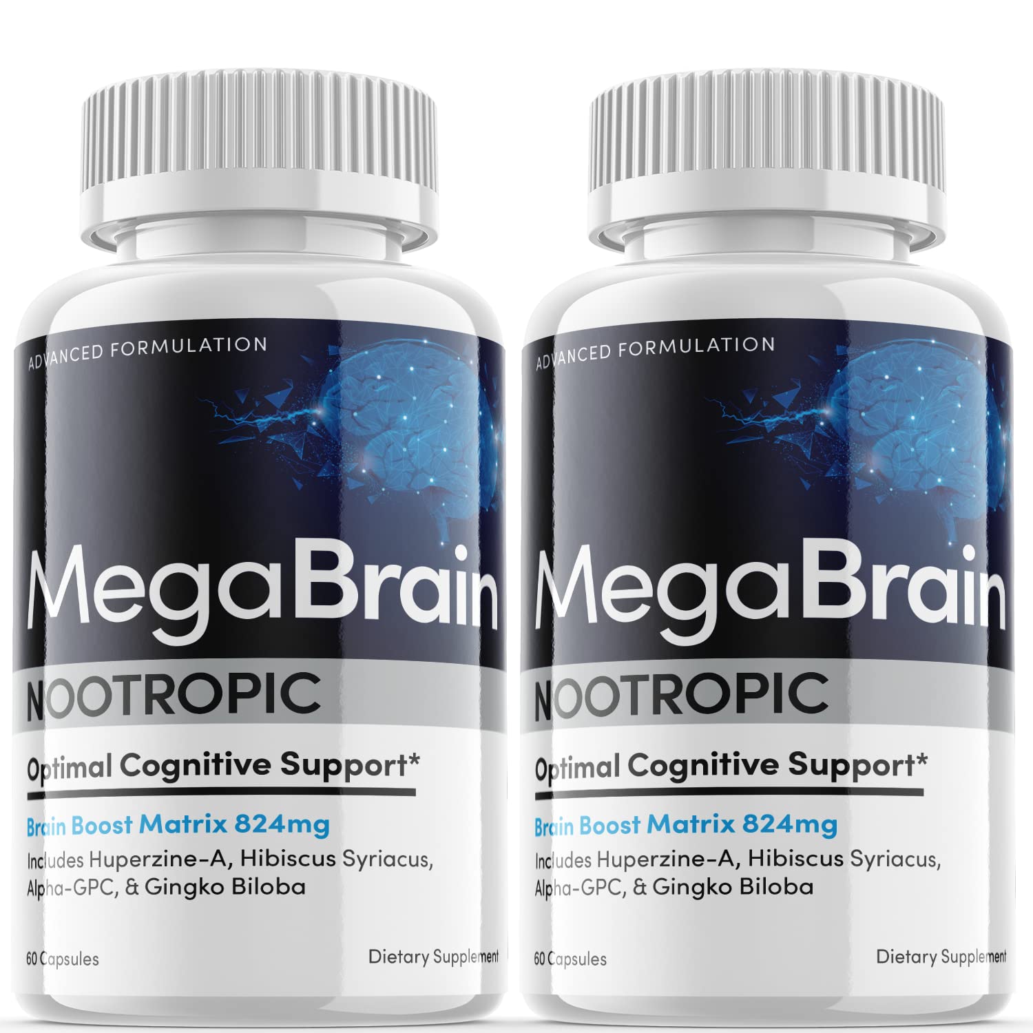 Megabrain Advanced Nootropic Supplement Pills (2 Pack) - Boost Memory & Focus - Ideal for Students, Professionals & Gamers