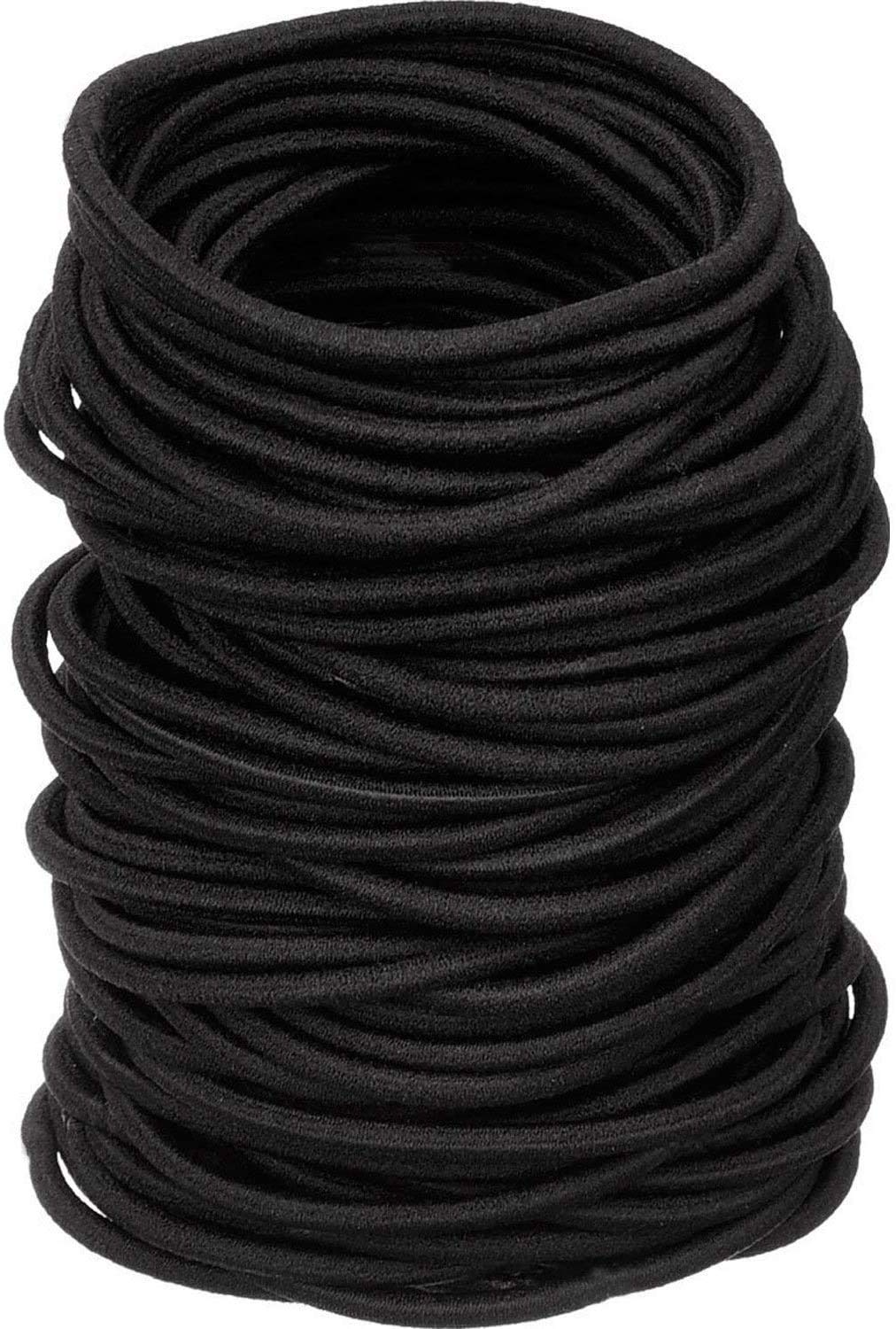 AL ZAHRA 50 Pack 4mm Elastic Hair Ties - No Metal Ponytail Holders for Women, Girls, Kids & Men - Soft Hairbands for Thick Hair (Black) - Perfect for School, Work, Sports & Daily Styling