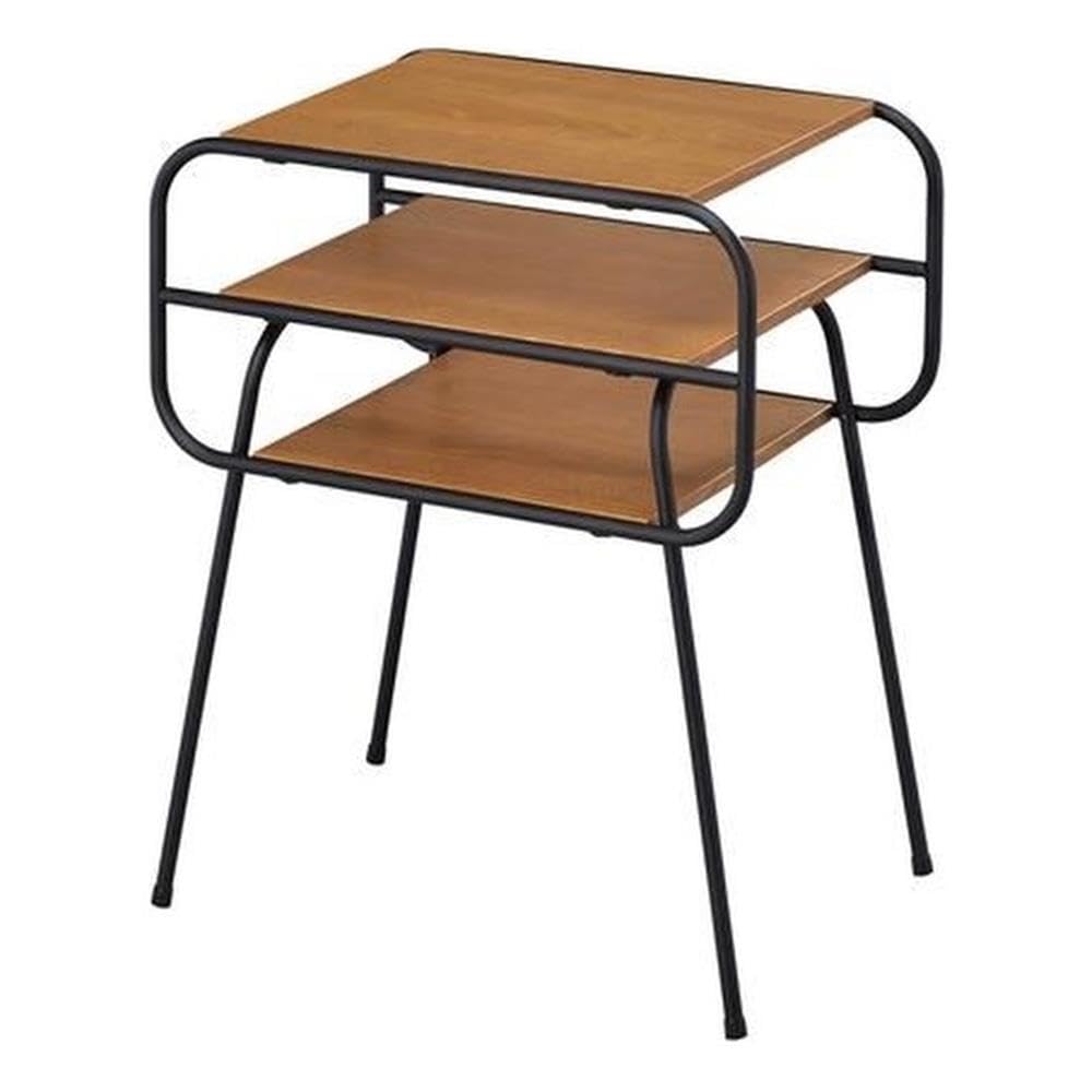 Acme Kaseko Square Wooden Side Table with 2 Shelves - Solid Oak End Table with Black Finish | Perfect for Living Room, Bedroom or Office Decor