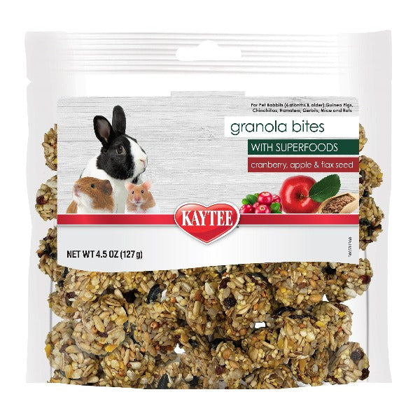 Kaytee Granola Bites with Superfoods - Cranberry, Apple & Flax Seed Healthy Treat for Small Animals | Perfect for Hamsters, Guinea Pigs & Rabbits as Snack or Training Reward
