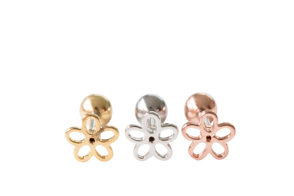 16G Cartilage Ear Studs - Cute Cool Tragus Helix Earrings for Women, Teens, Girls & Men - Leaf Flower Body Jewelry Barbell Piercing - Perfect for Daily Wear, Parties & Gifting