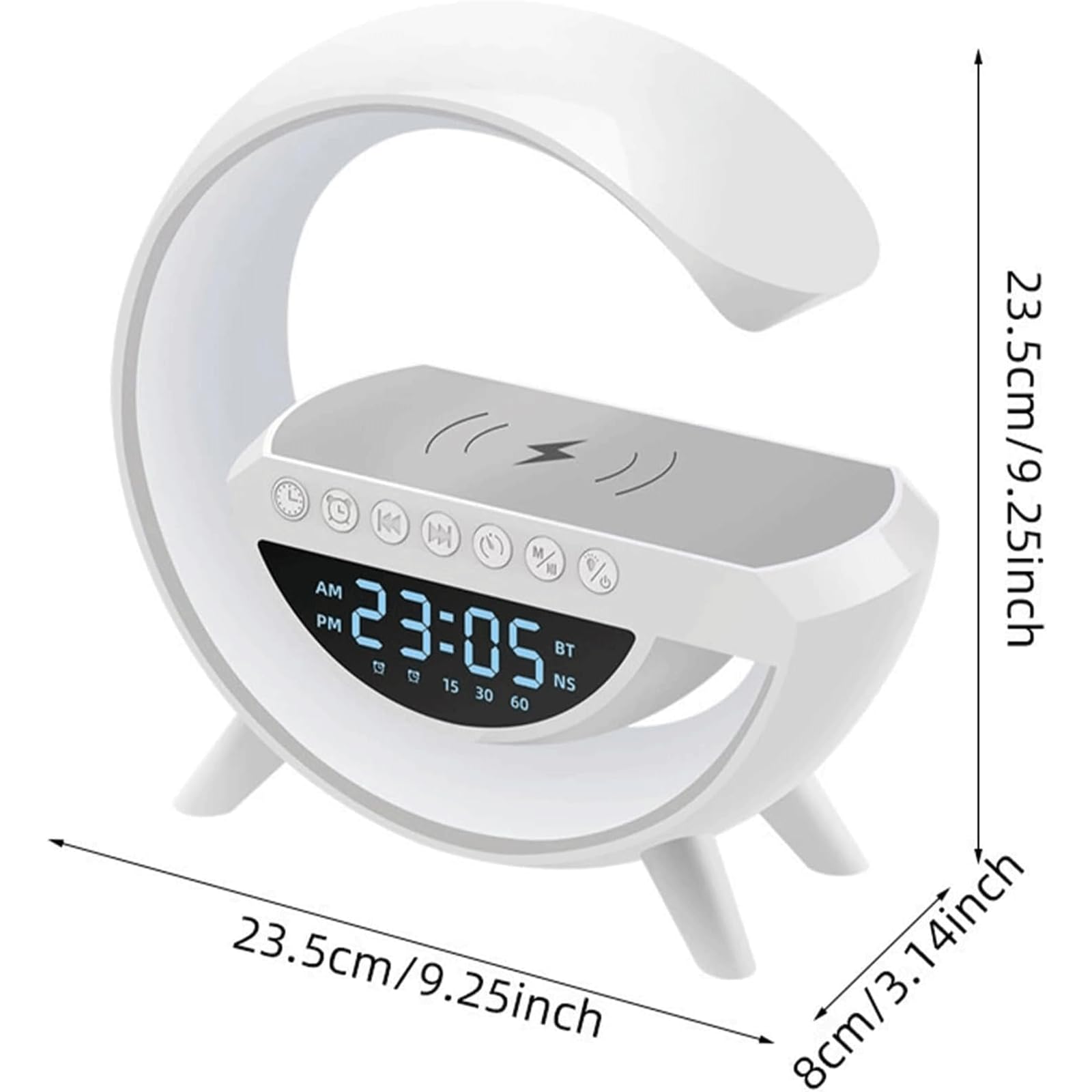Wireless Ambient Night Light Speaker with Bass, LED Desk Alarm Clock & Multi-Color Bedside Lamp - Perfect for Bedroom, Nursery, Office & Relaxation