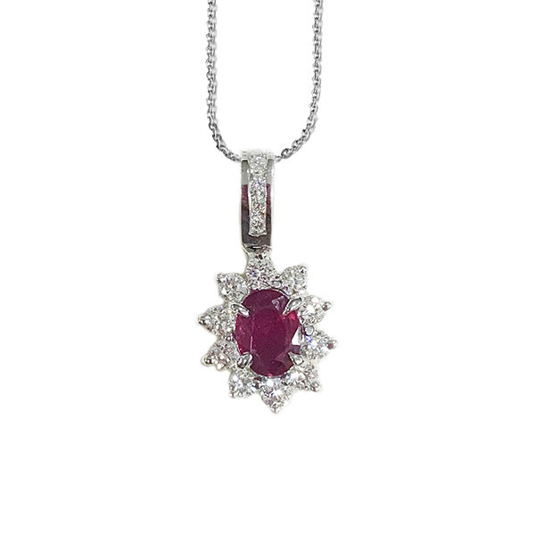 14K White Gold Ruby Pendant Necklace for Women - Elegant Heart-Shaped Ruby Jewelry Gift for Anniversary, Valentine's Day & Special Occasions