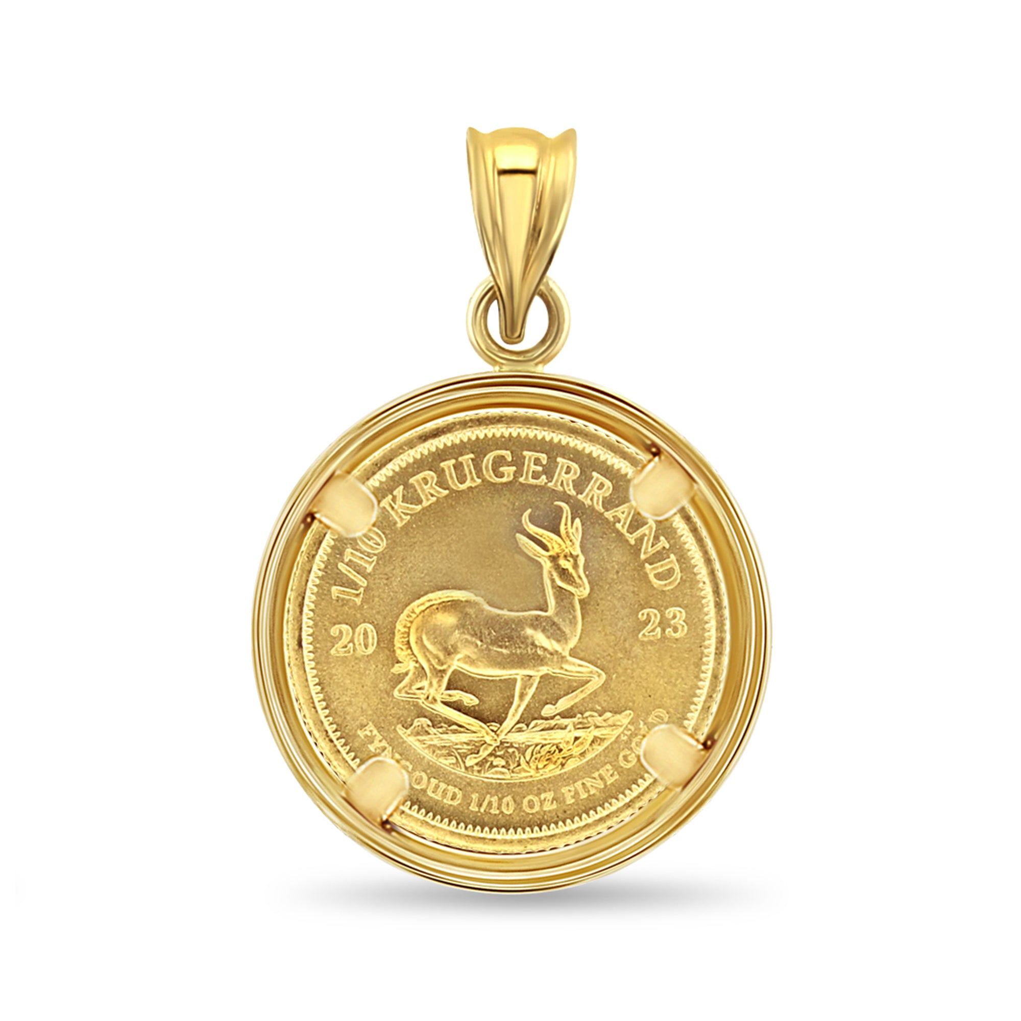 1/10 oz South African Krugerrand Gold Coin Necklace - Elegant Jewelry for Women & Men - Perfect for Gifts, Parties & Everyday Wear