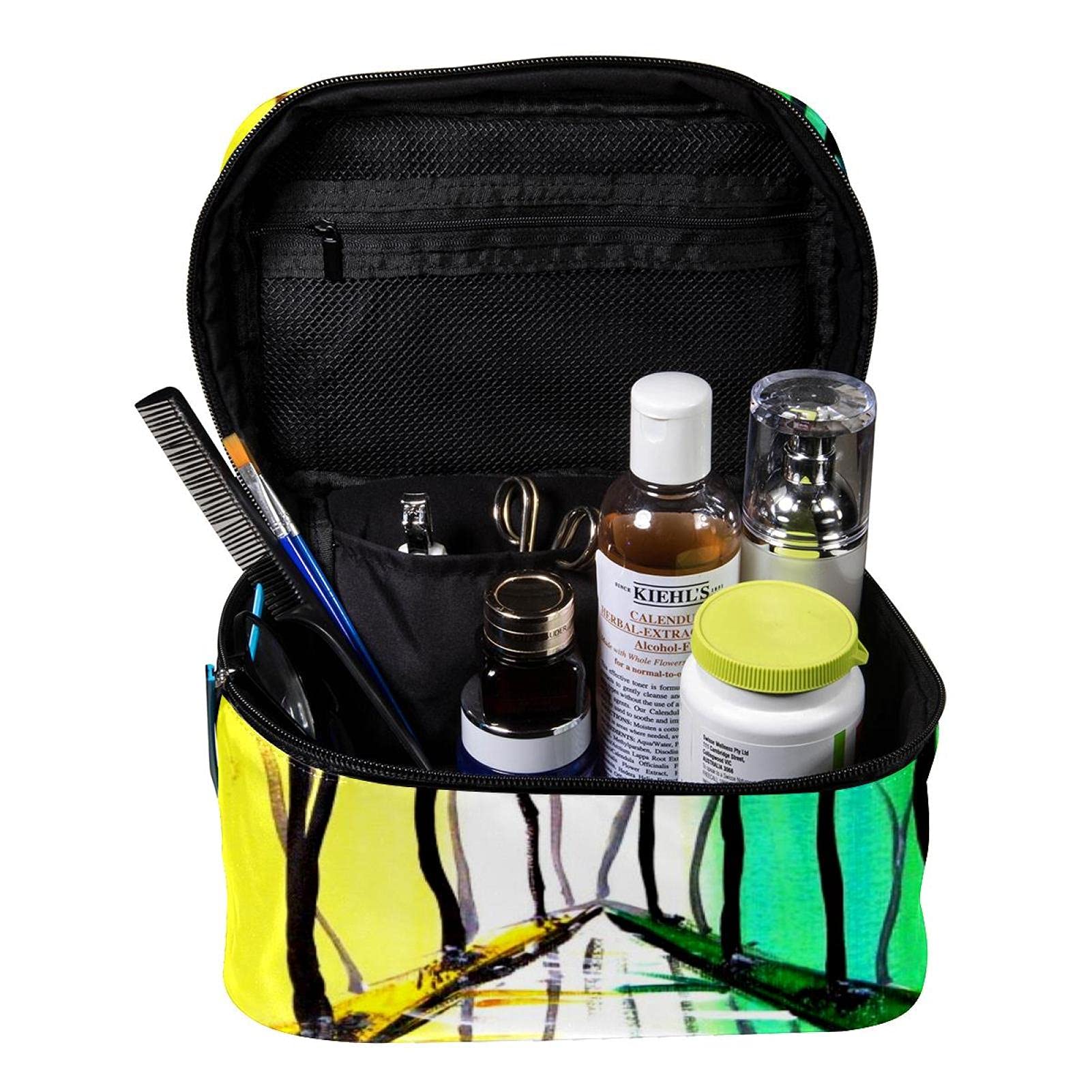 Rainbow Color Tree Pattern Large Travel Makeup Bag - Waterproof Cosmetic Organizer Case with Zipper for Women & Girls | Perfect for Vacation, Gym, Beach Trips & Daily Use