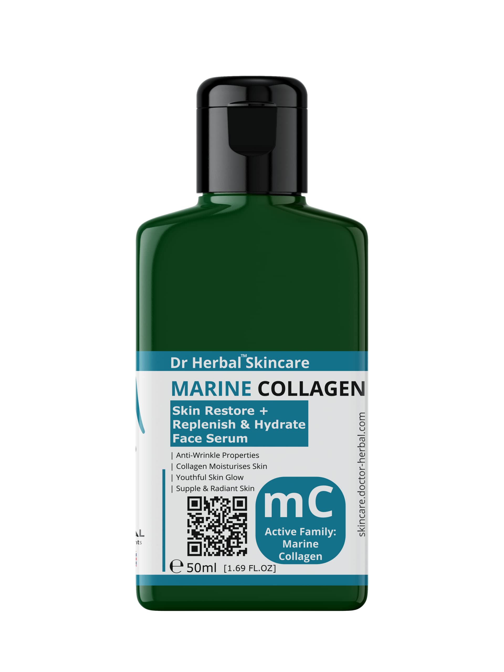 Dr Herbal™ Marine Collagen Face Serum 50ml - Anti-Aging, Hydrating & Soothing Skincare Treatment for Wrinkles, Dry Skin & Inflammation | Day & Night Use for Radiant Complexion | Cruelty-Free & Vegan Formula