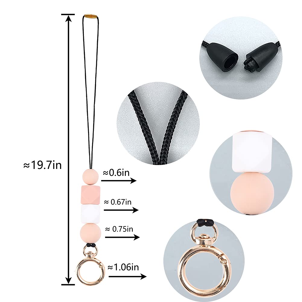 POPLOPP 4PCS Teacher Lanyards for ID Badges & Keys - Cute Silicone Beaded Lanyard for Women, Nurses, Employees, Students - Perfect for School, Hospital, Office & Work ID Cards