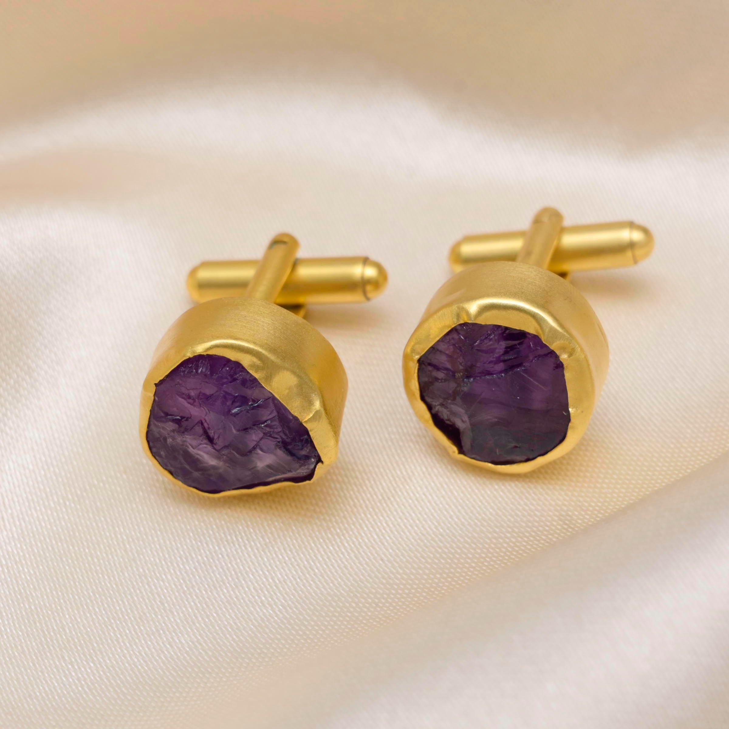 Elegant Amethyst Cufflinks for Men - Premium Wedding & Formal Dress Accessories - Perfect for Grooms, Business Attire & Special Occasions