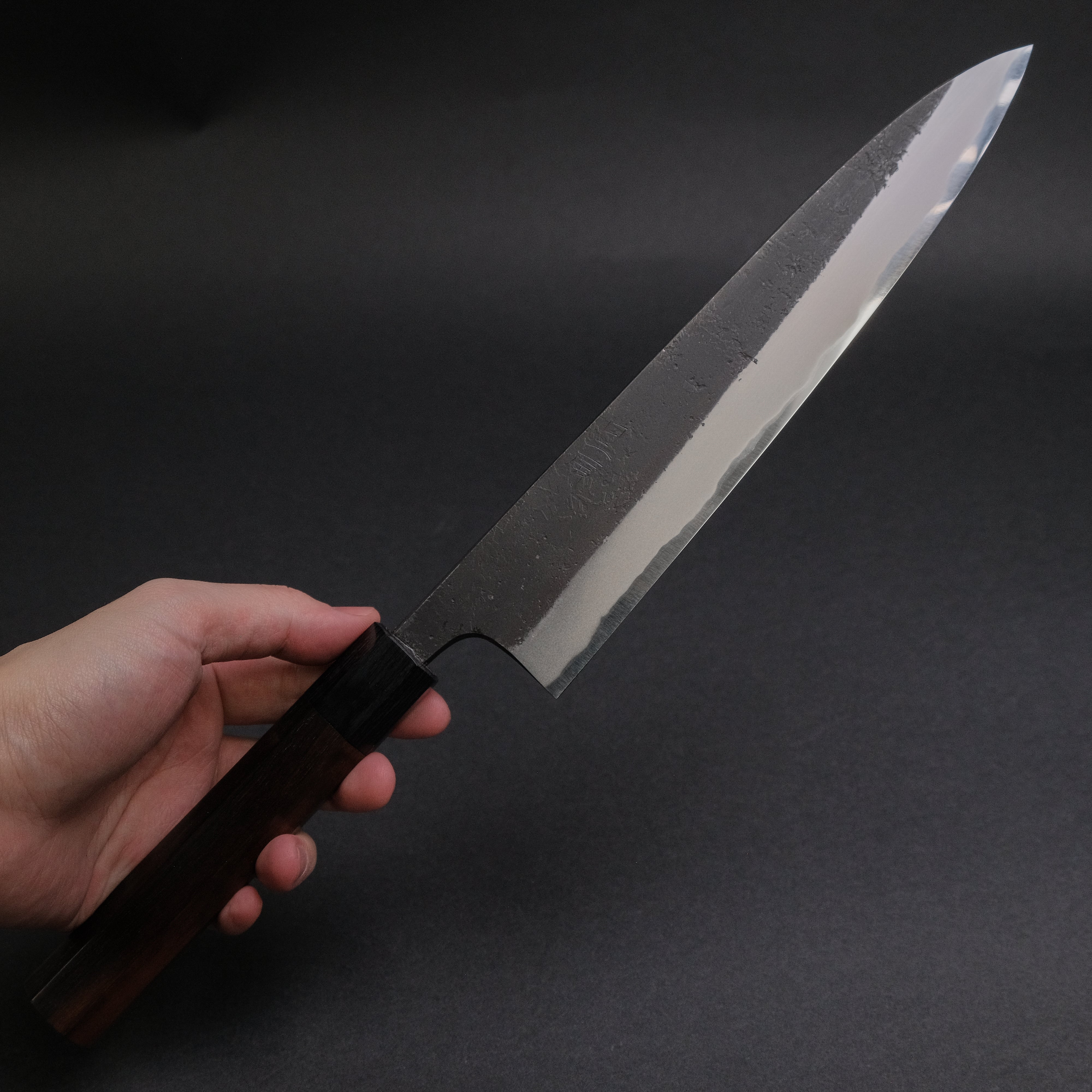 Premium Akifusa Wakui Kurouchi Nashiji Blue #2 Gyuto 225mm Japanese Chef Knife with Ebony Handle - Perfect for Slicing, Dicing & Professional Cooking