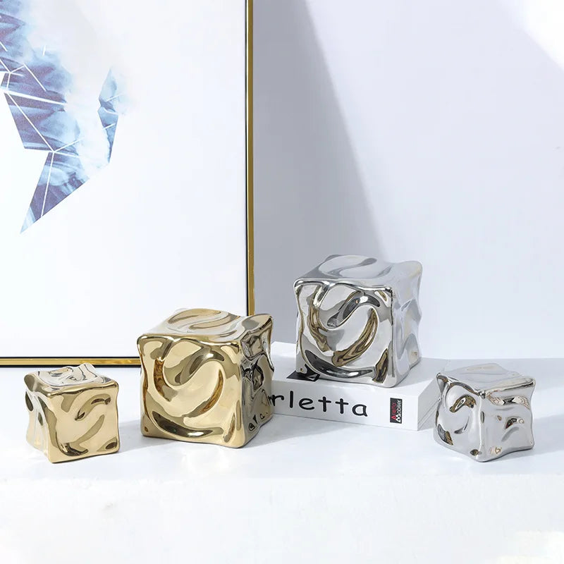 Elegant Draped Cube Ornament - Modern Home Decor for Christmas Tree, Holiday Party & Wedding Centerpiece Decoration