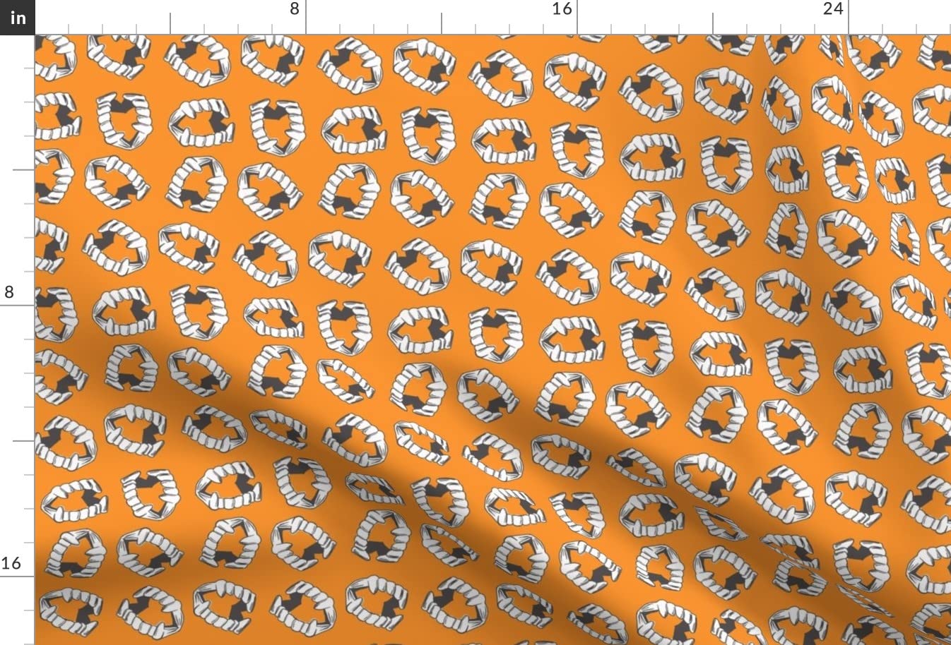 Vampire Teeth Pumpkin Halloween Costume Fabric - Satin Printed Fat Quarter for Sewing, Apparel, Blankets & Home Decor | Perfect for DIY Costumes, Quilting & Seasonal Decorations
