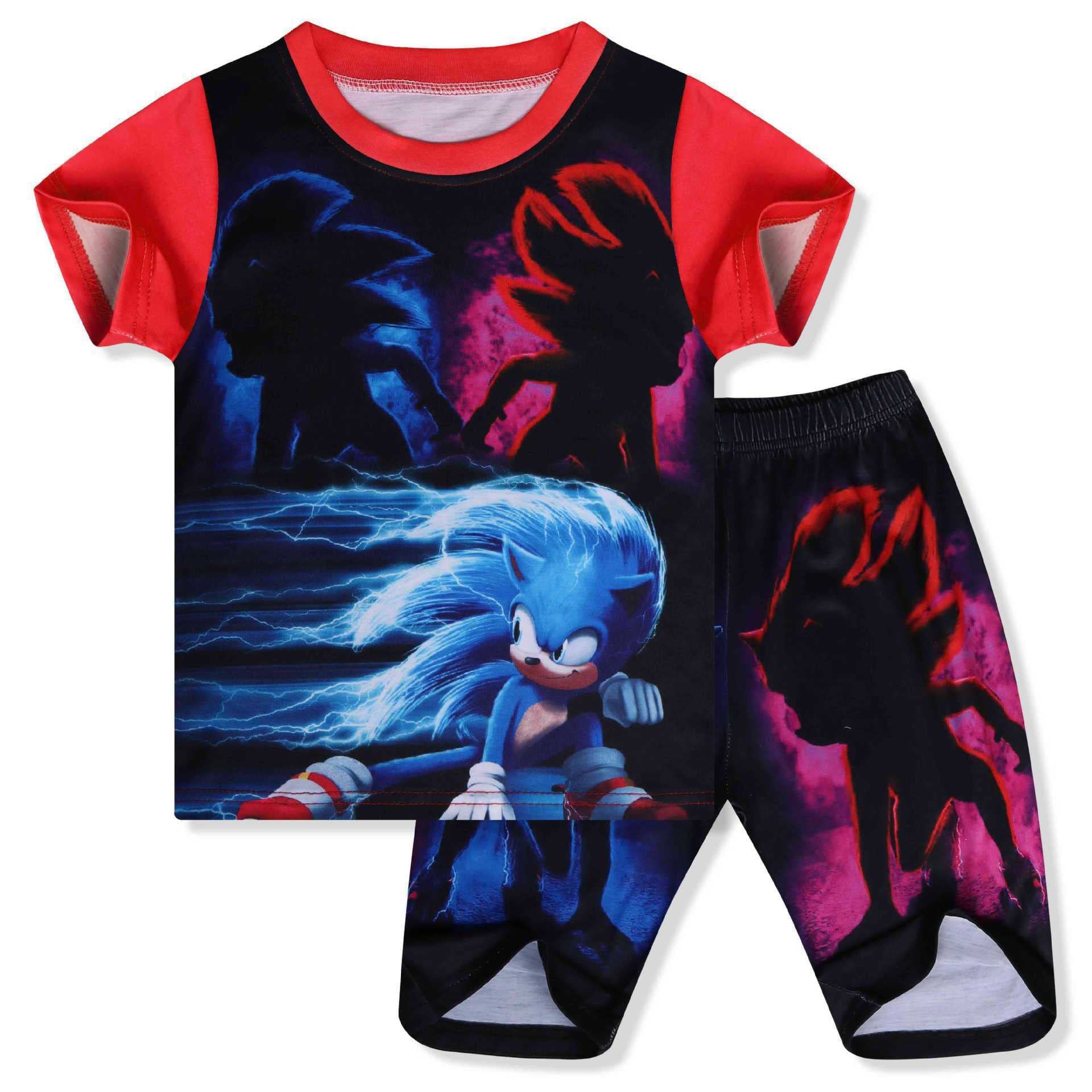 **Sea Monster Print Kids Pajama Set - Short Sleeve Shirt & Pants for Boys & Girls (Ages 3-8) - Soft & Comfortable Sleepwear for Bedtime & Lounging**