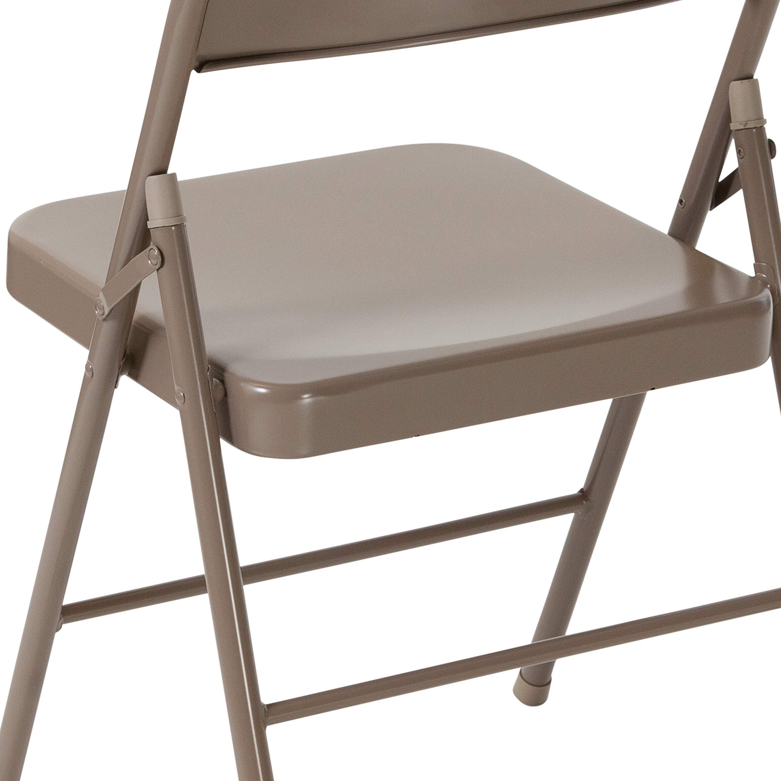 Flash Furniture HERCULES Series Heavy Duty Beige Metal Folding Chair - Double Braced Commercial Grade for Events, Parties, Weddings & Outdoor Gatherings