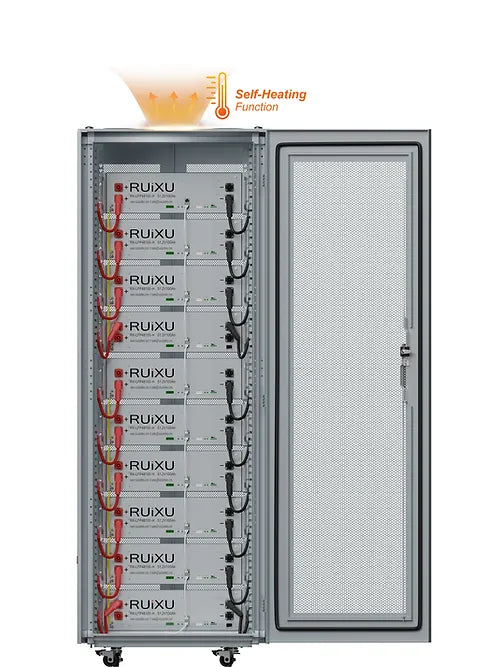 RUiXU 50kWh Lithium Battery Kit - 10 Batteries with 10-Slot Cabinet | Solar Energy Storage, Off-Grid Power, Home Backup System | Perfect for RV, Marine & Emergency Power Supply