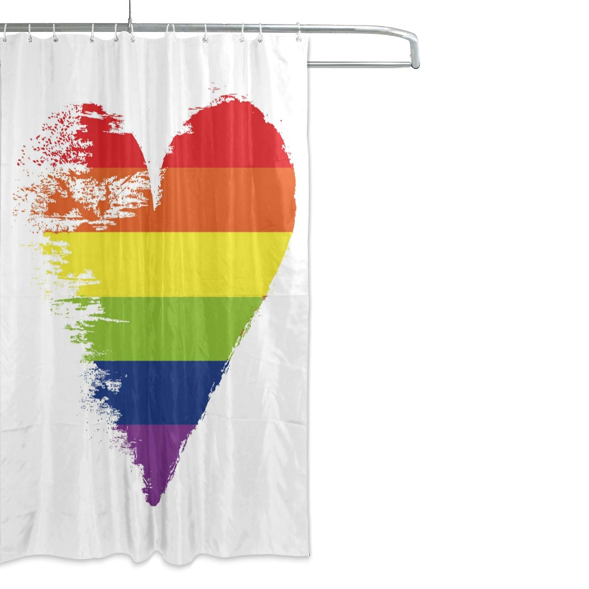 ALAZA Rainbow Heart Shower Curtain 72x72 Inch - Waterproof Polyester Bathroom Decor with Hooks - Perfect for Kids Rooms, Guest Bathrooms & Boho Style Decorations